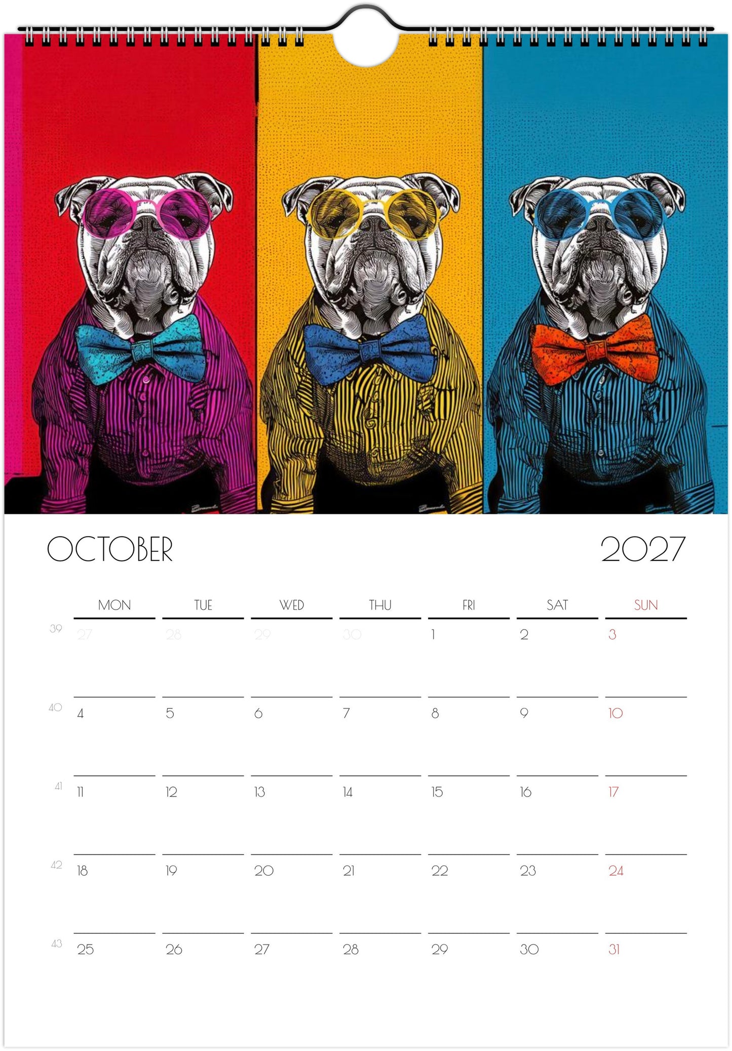 Engelse Bulldog Kalender 2027 – Fine Art Honden Wandkalender voor Bulldogliefhebbers
