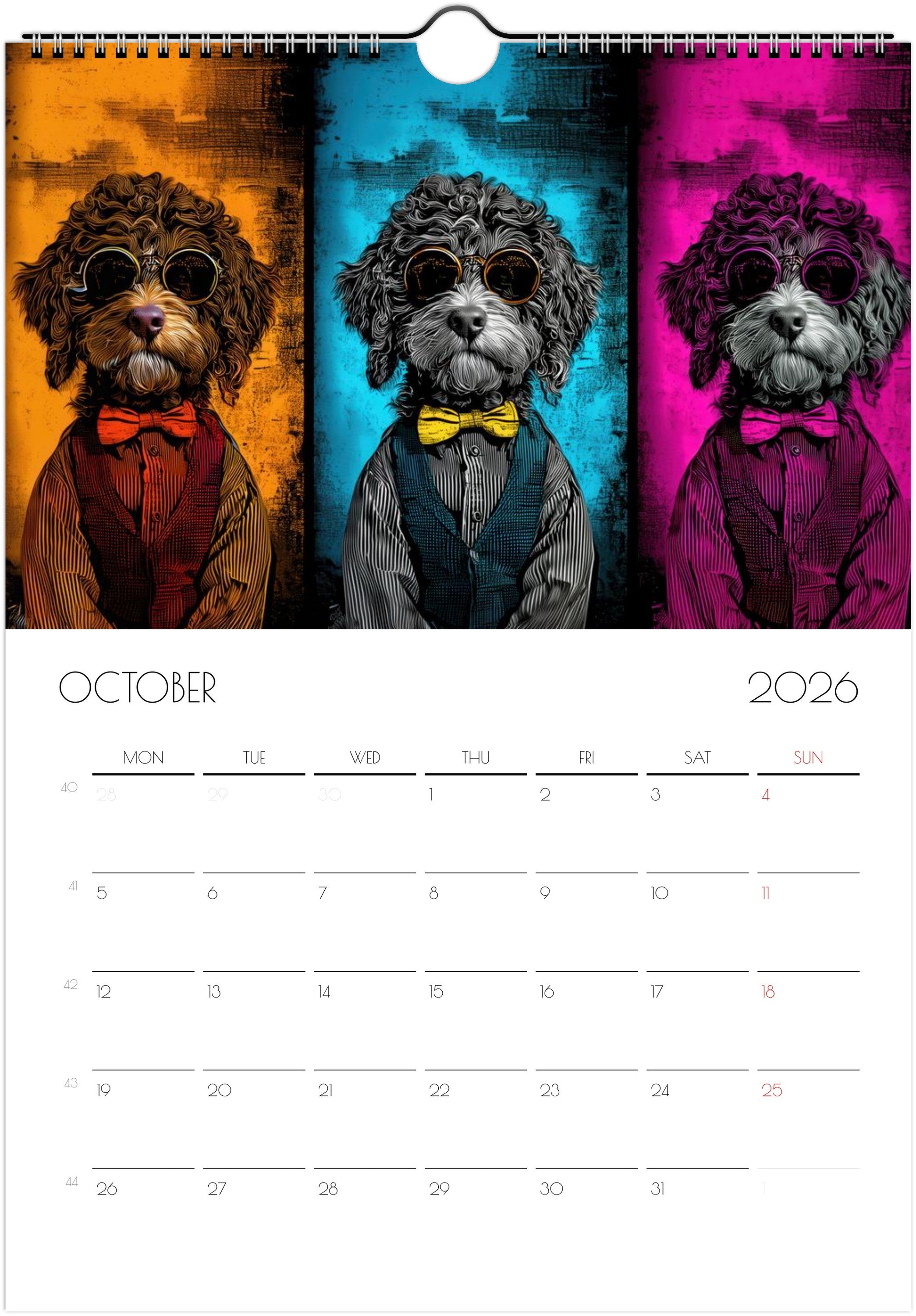 Doodle Calendar 2026 – Art-Style Dog Calendar with 12 Unique Designs