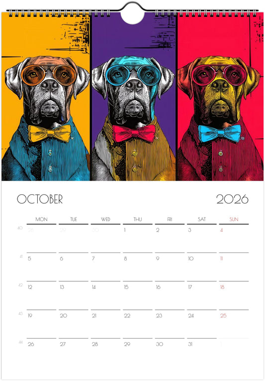 Boxer Calendar 2026 – Art-Style Dog Calendar with 12 Unique Designs