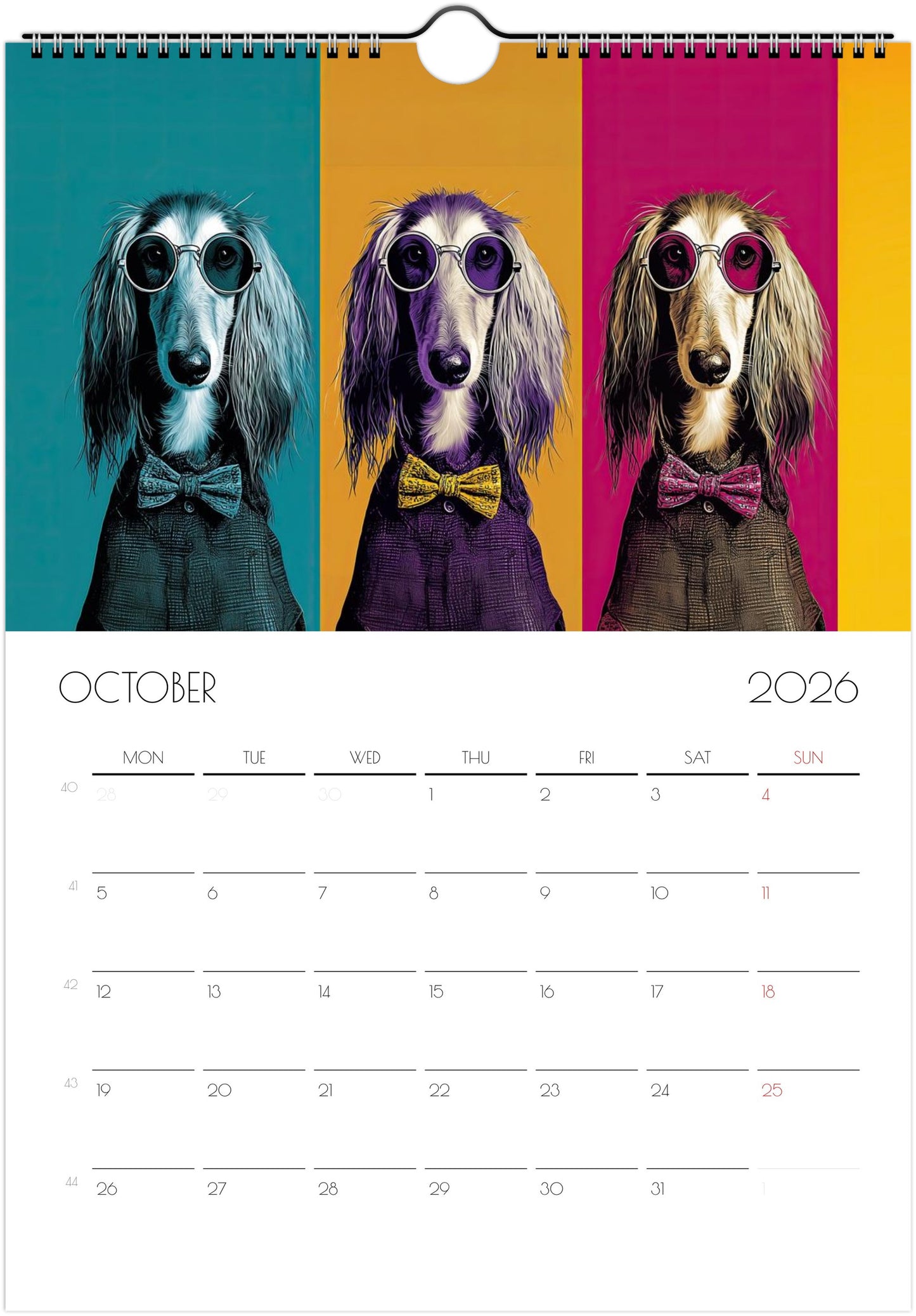 Afghan Hound Calendar 2026 – Art‑Style Dog Calendar with 12 Unique Designs