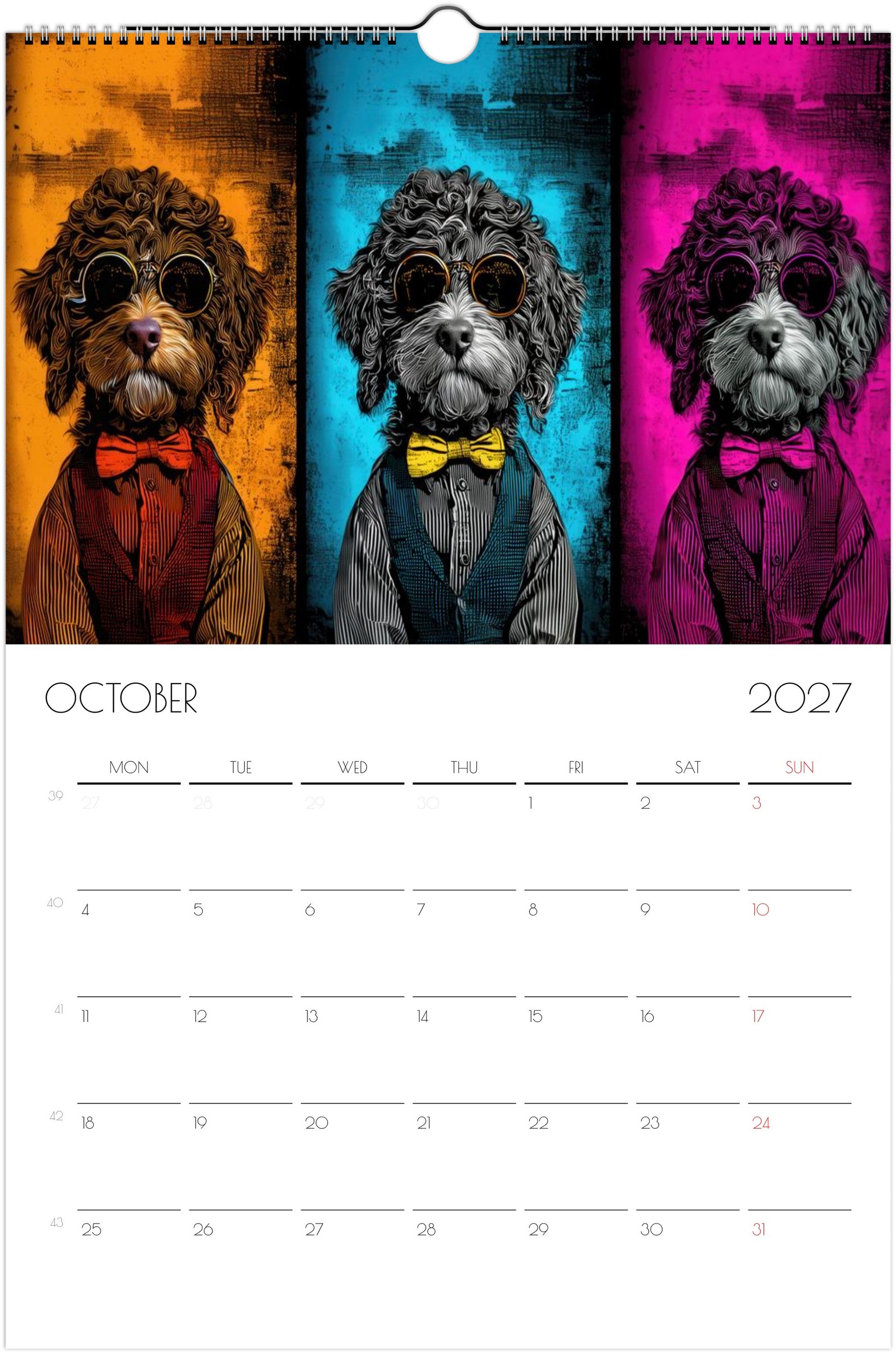 Doodle Kalender 2027 – 12 maanden kunsthondenkalender voor Doodle-liefhebbers