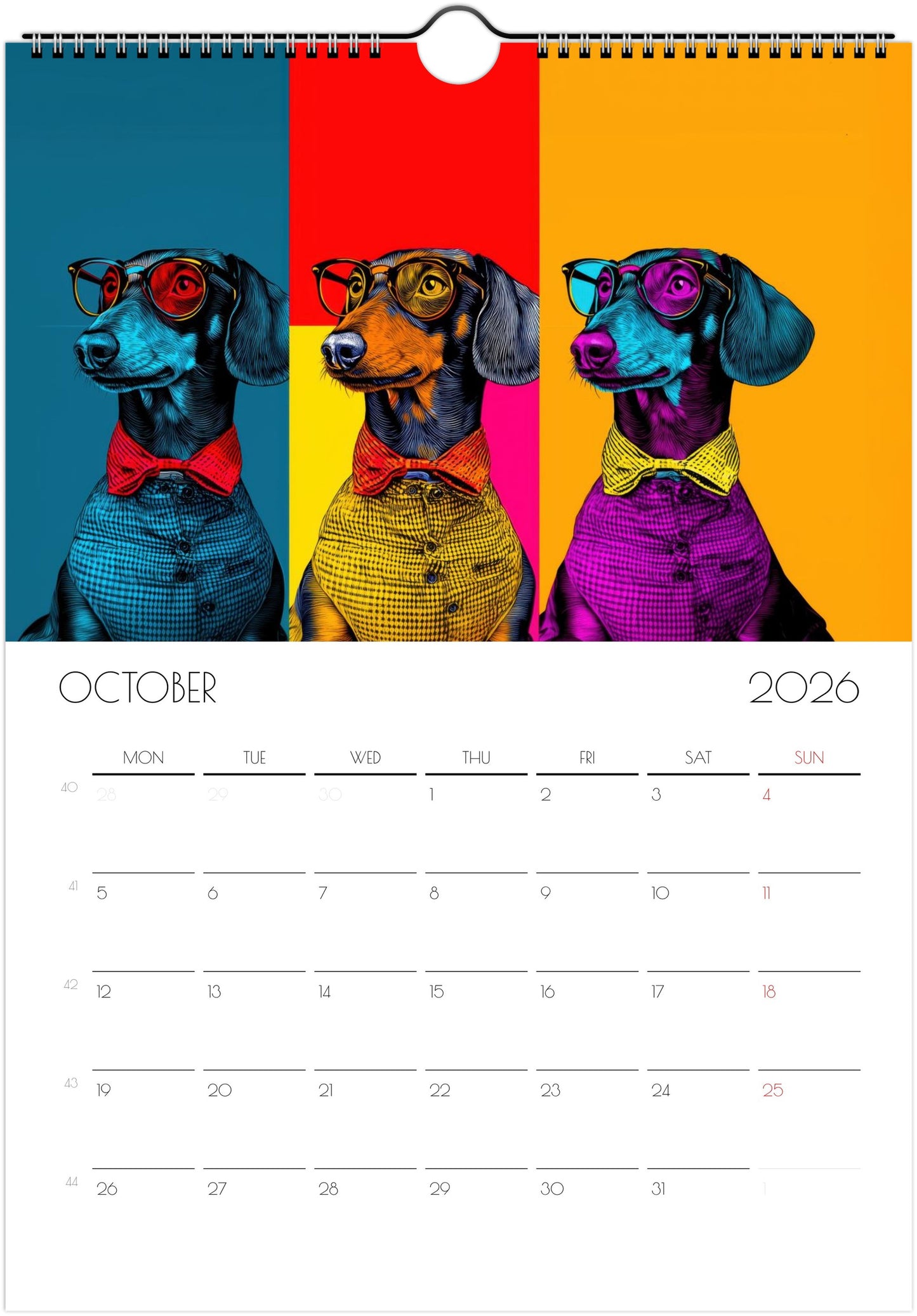 Dachshund Calendar 2026 – Art-Style Dog Calendar with 12 Unique Designs