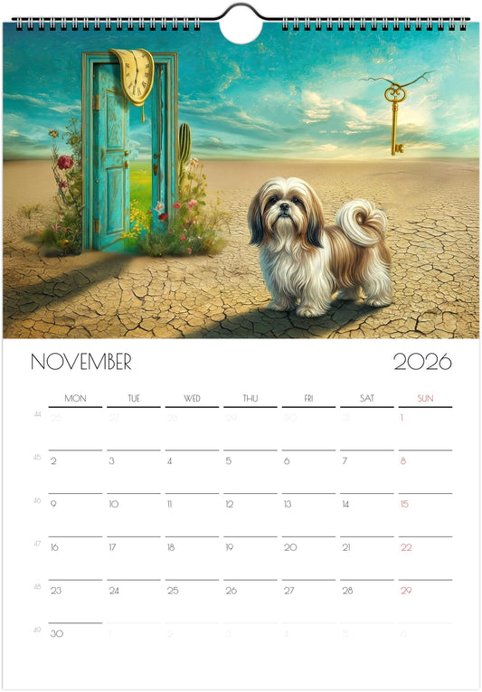 Shih Tzu Calendar 2026 – Art Style Dog Wall Calendar, 12 Month Planner, Unique Gift for Shih Tzu Lovers