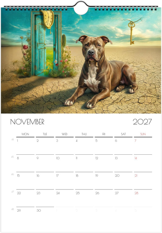 Pitbull Kalender 2027 – 12 Maanden Kunst Kalender voor Pitbull Liefhebbers