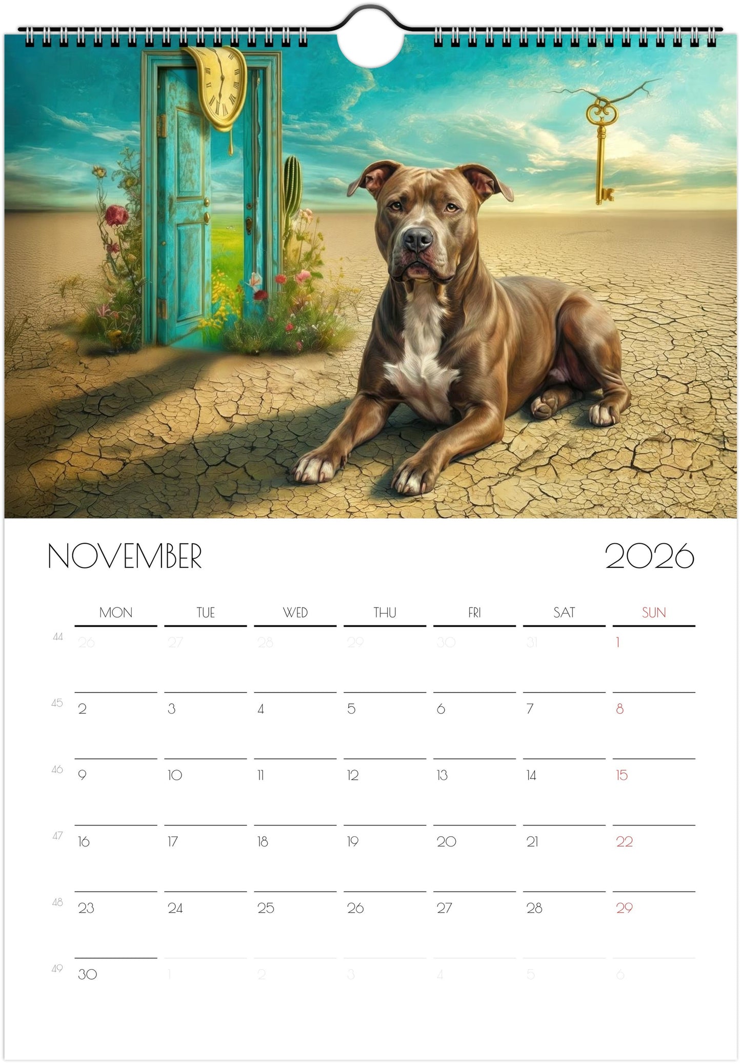 Pitbull Calendar 2026 – Art-Style Dog Calendar with 12 Unique Designs