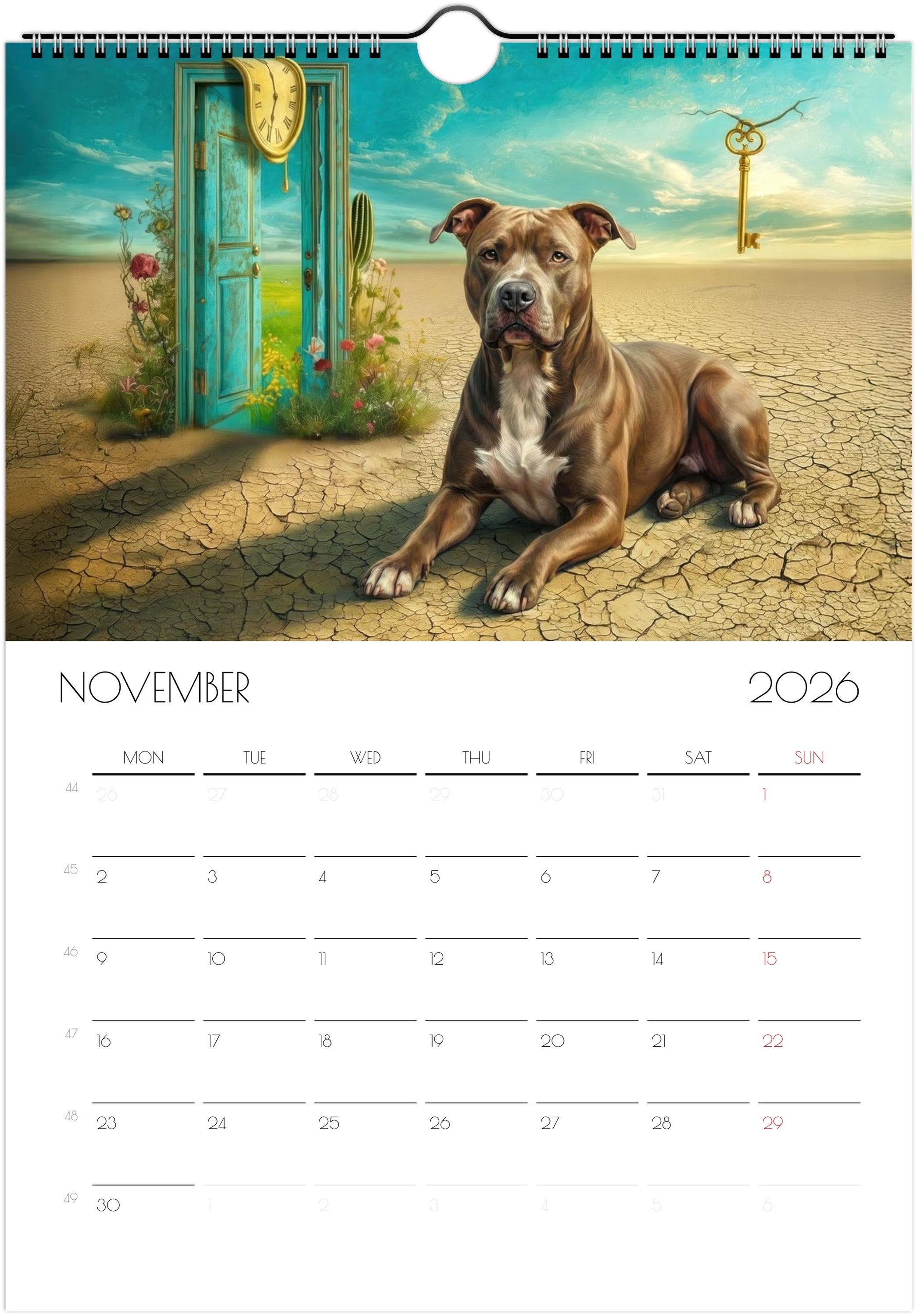 Pitbull Calendar 2026 – Art-Style Dog Calendar with 12 Unique Designs