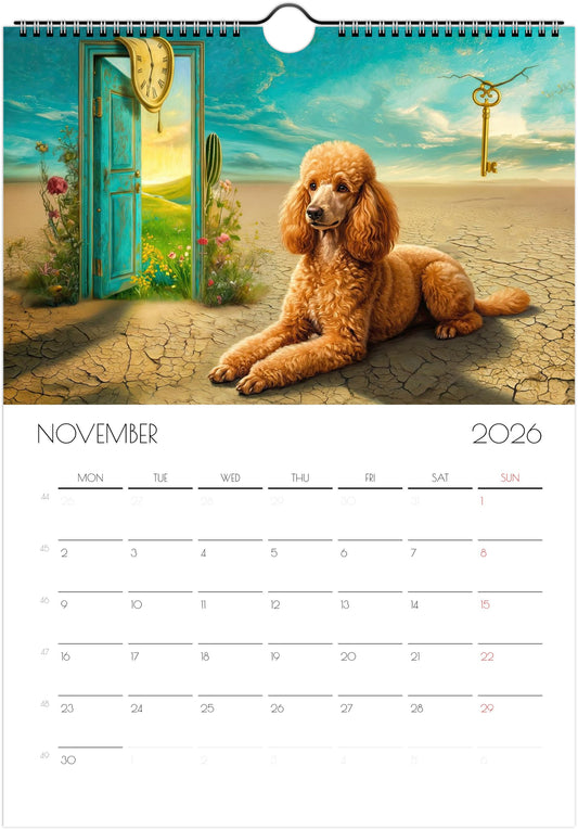 2026 Poodle Wall Planner – Artistic Dog Portrait Collection, 12-Month Printed Gift for Pet Lovers