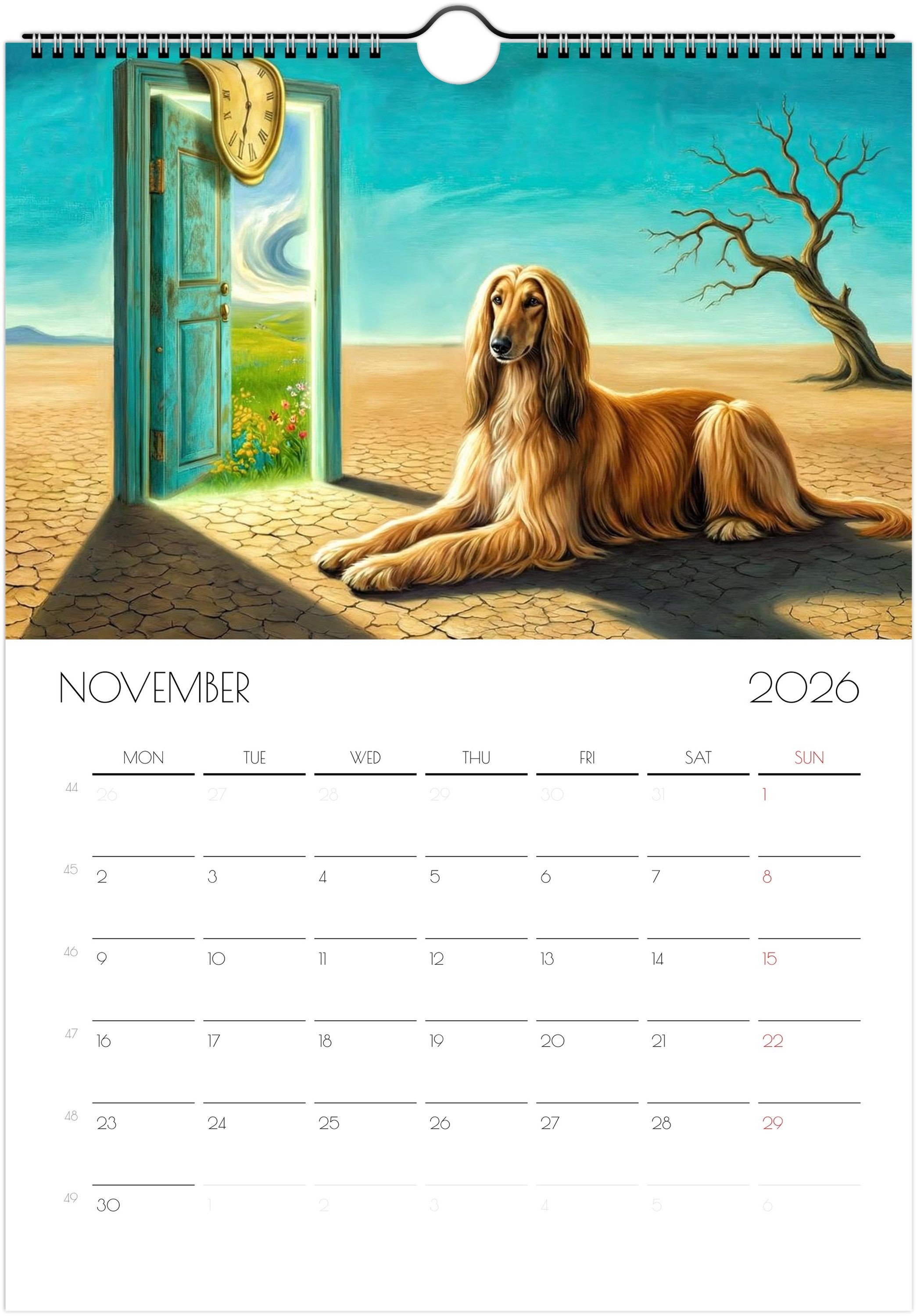 Afghan Hound Calendar 2026 – Art‑Style Dog Calendar with 12 Unique Designs