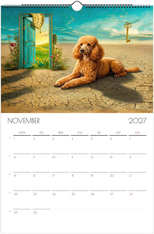 Poedelkalender 2027 – 12 maanden kunstkalender voor aan de muur voor poedelliefhebbers