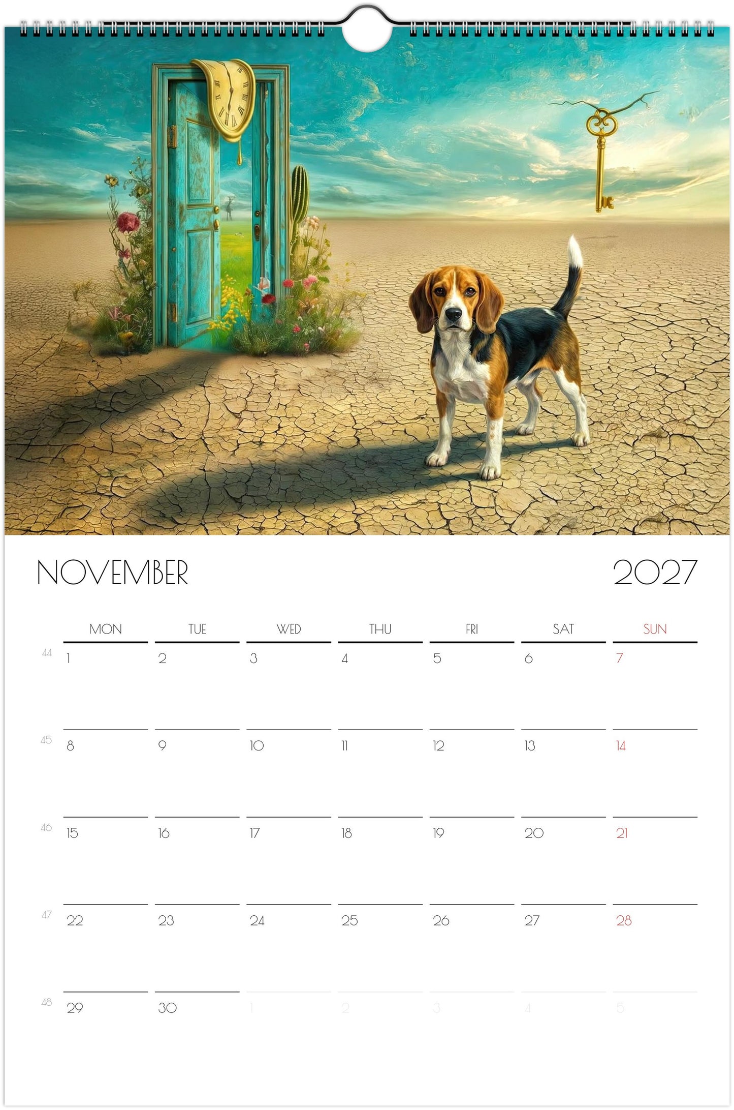 Beagle Kalender 2027 – 12 Maanden Hondenkalender met Kunstwerken voor Beagleliefhebbers