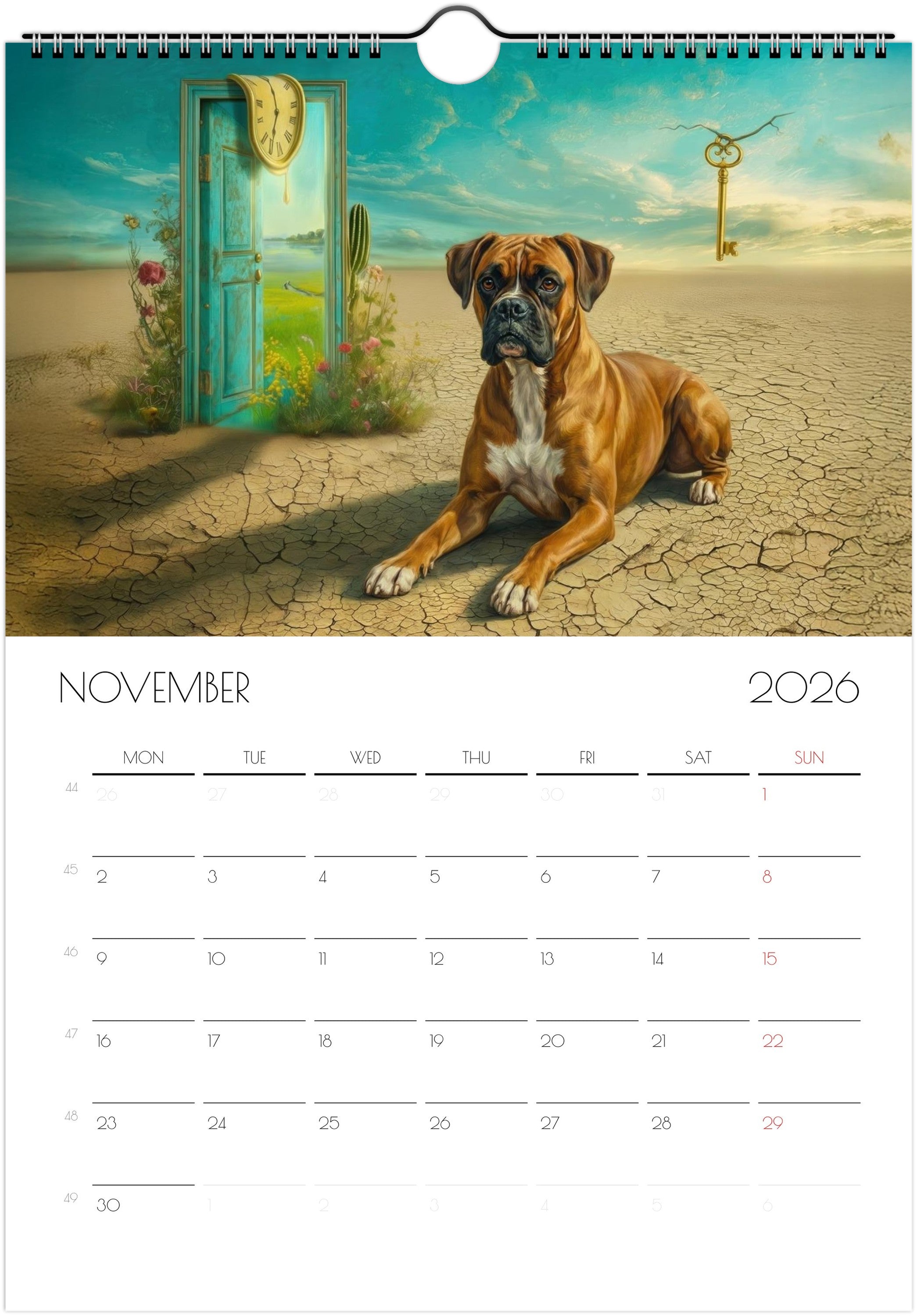 Boxer Calendar 2026 – Art-Style Dog Calendar with 12 Unique Designs