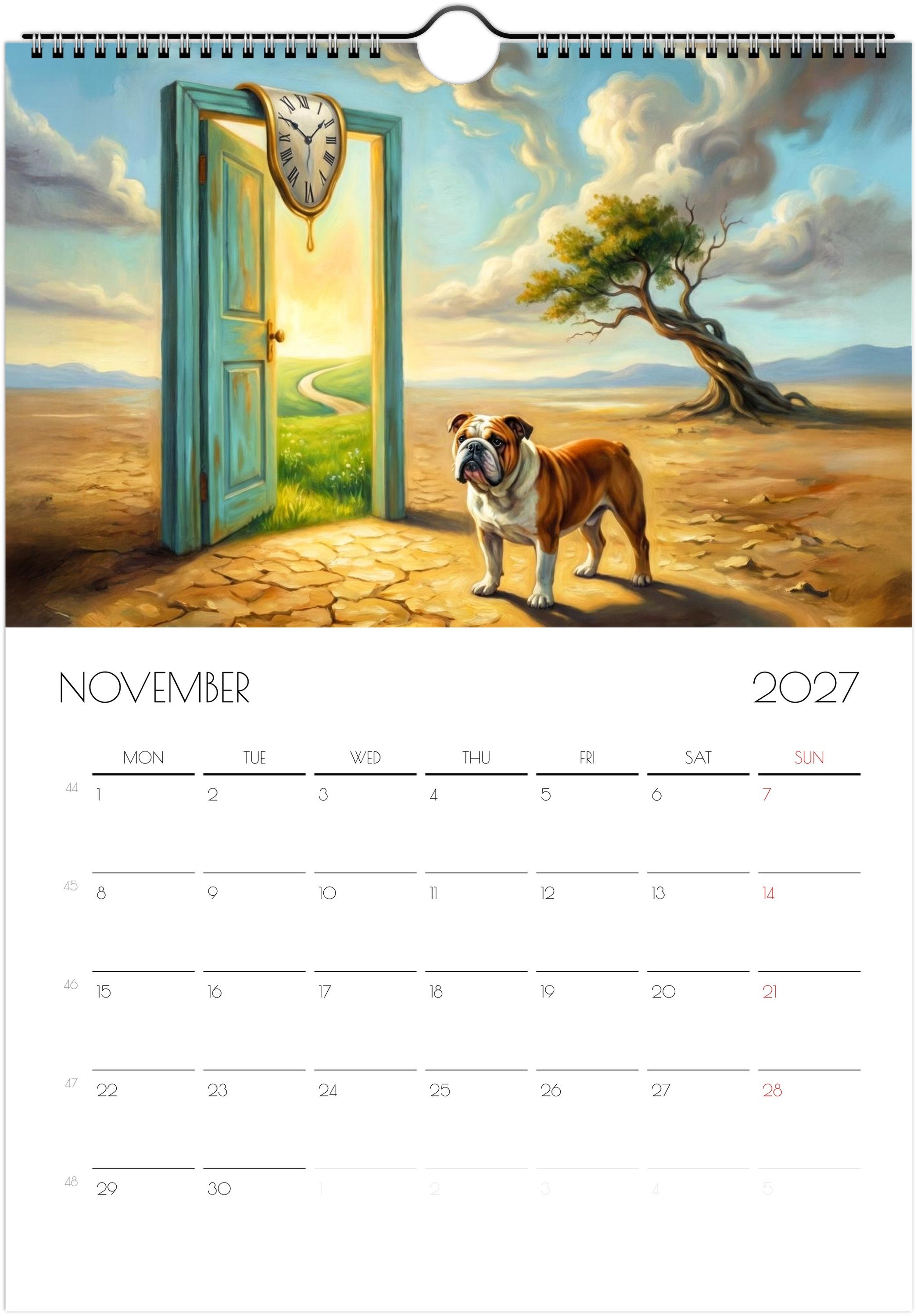 Engelse Bulldog Kalender 2027 – Fine Art Honden Wandkalender voor Bulldogliefhebbers