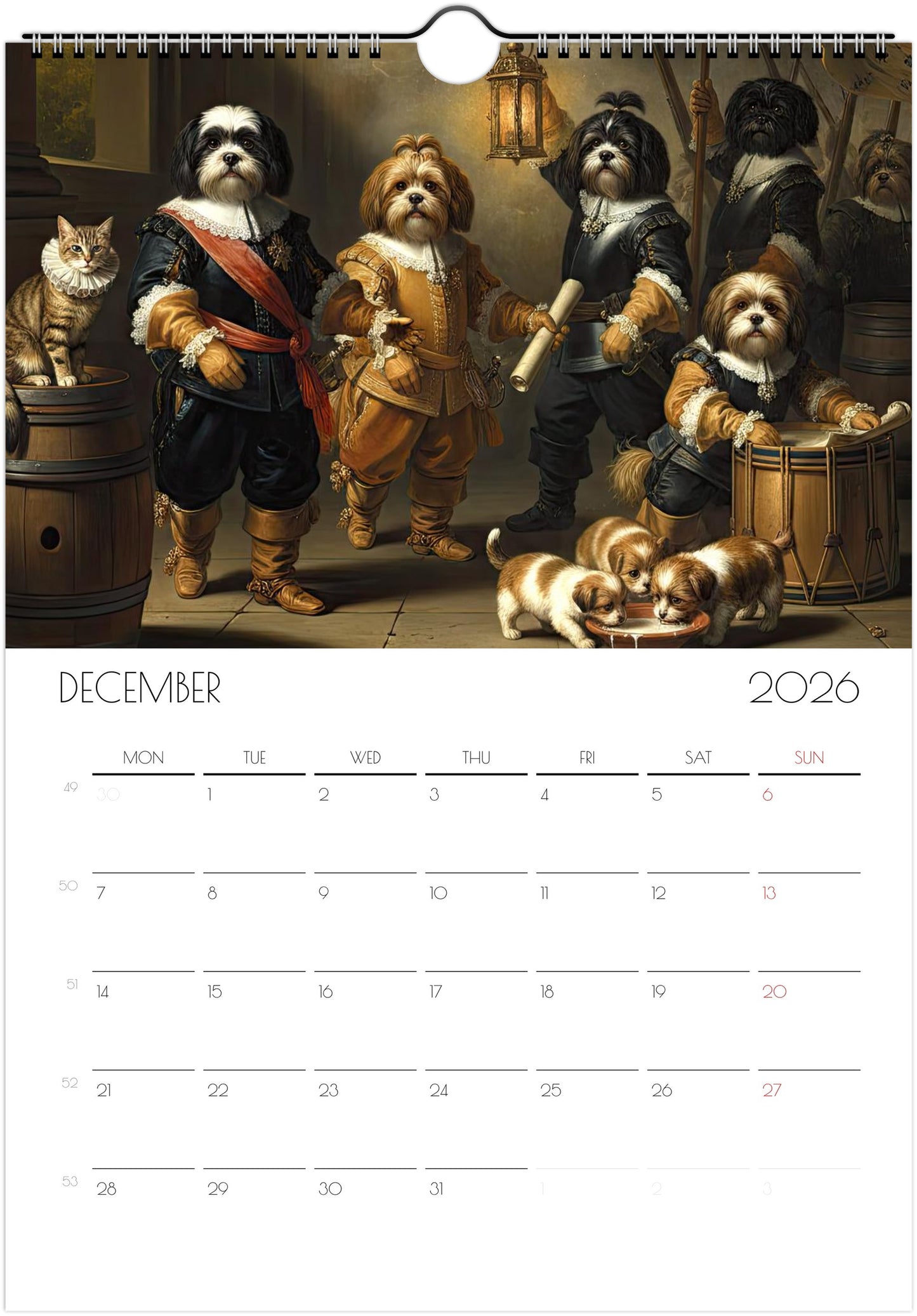 Shih Tzu Calendar 2026 – Art Style Dog Wall Calendar, 12 Month Planner, Unique Gift for Shih Tzu Lovers