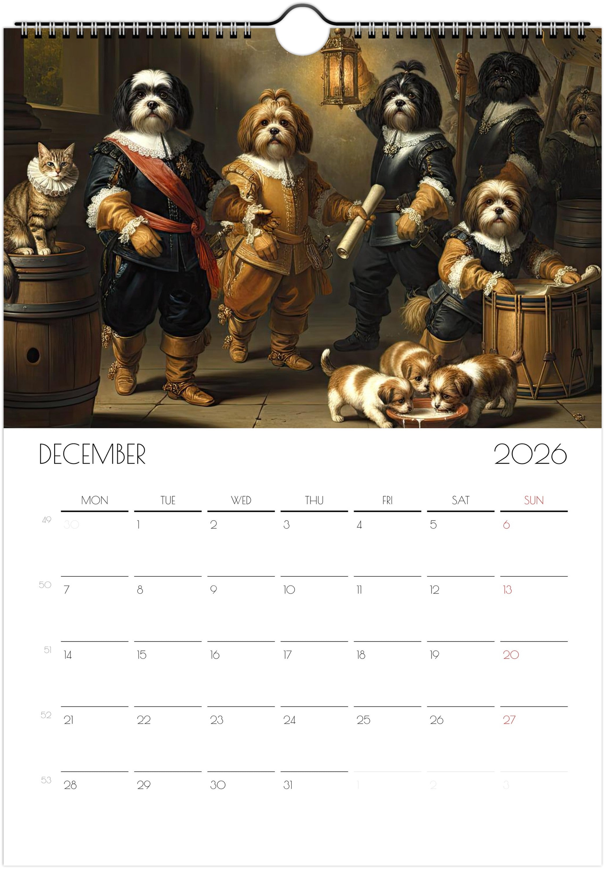 Shih Tzu Calendar 2026 – Art Style Dog Wall Calendar, 12 Month Planner, Unique Gift for Shih Tzu Lovers