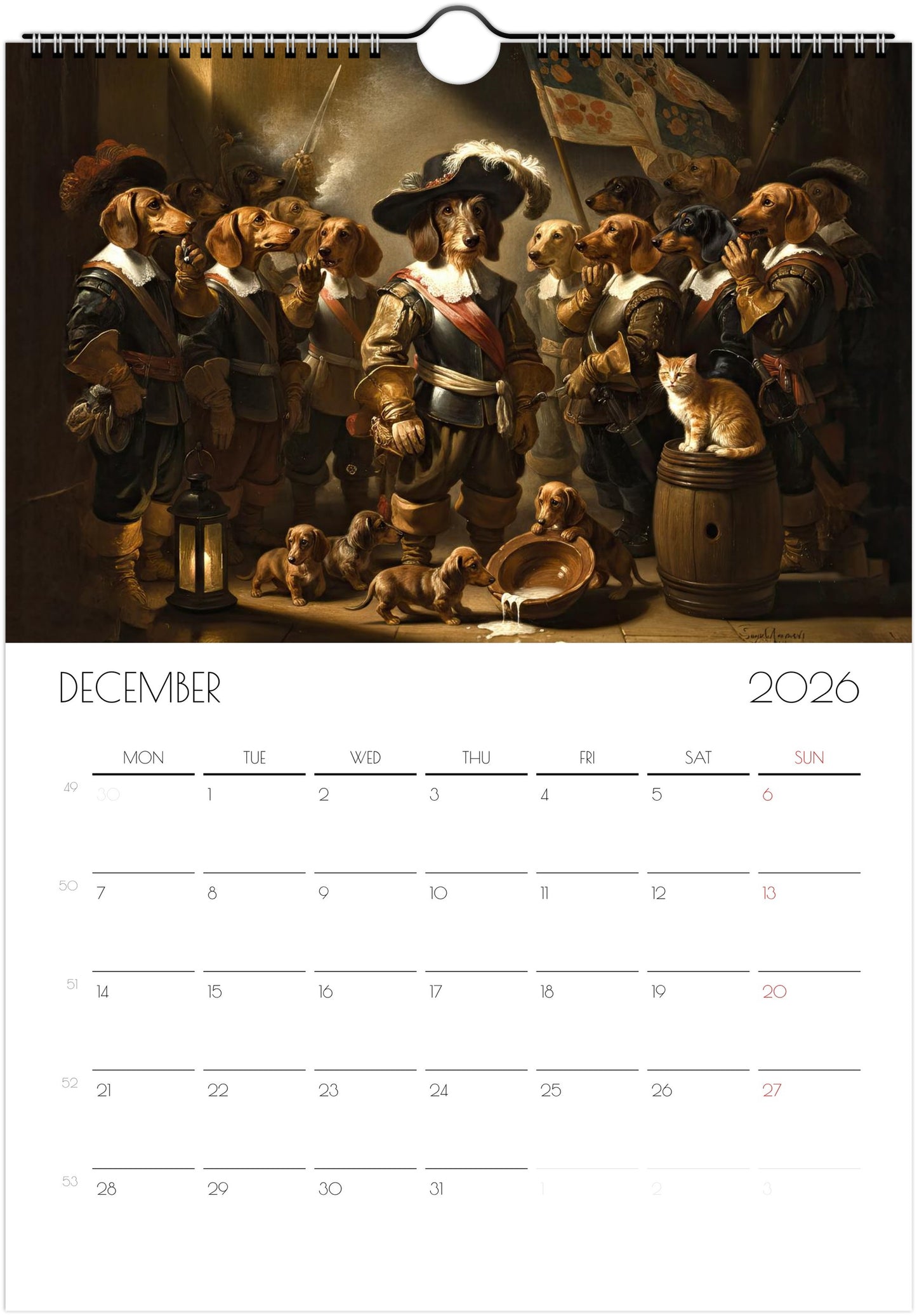 Dachshund Calendar 2026 – Art-Style Dog Calendar with 12 Unique Designs