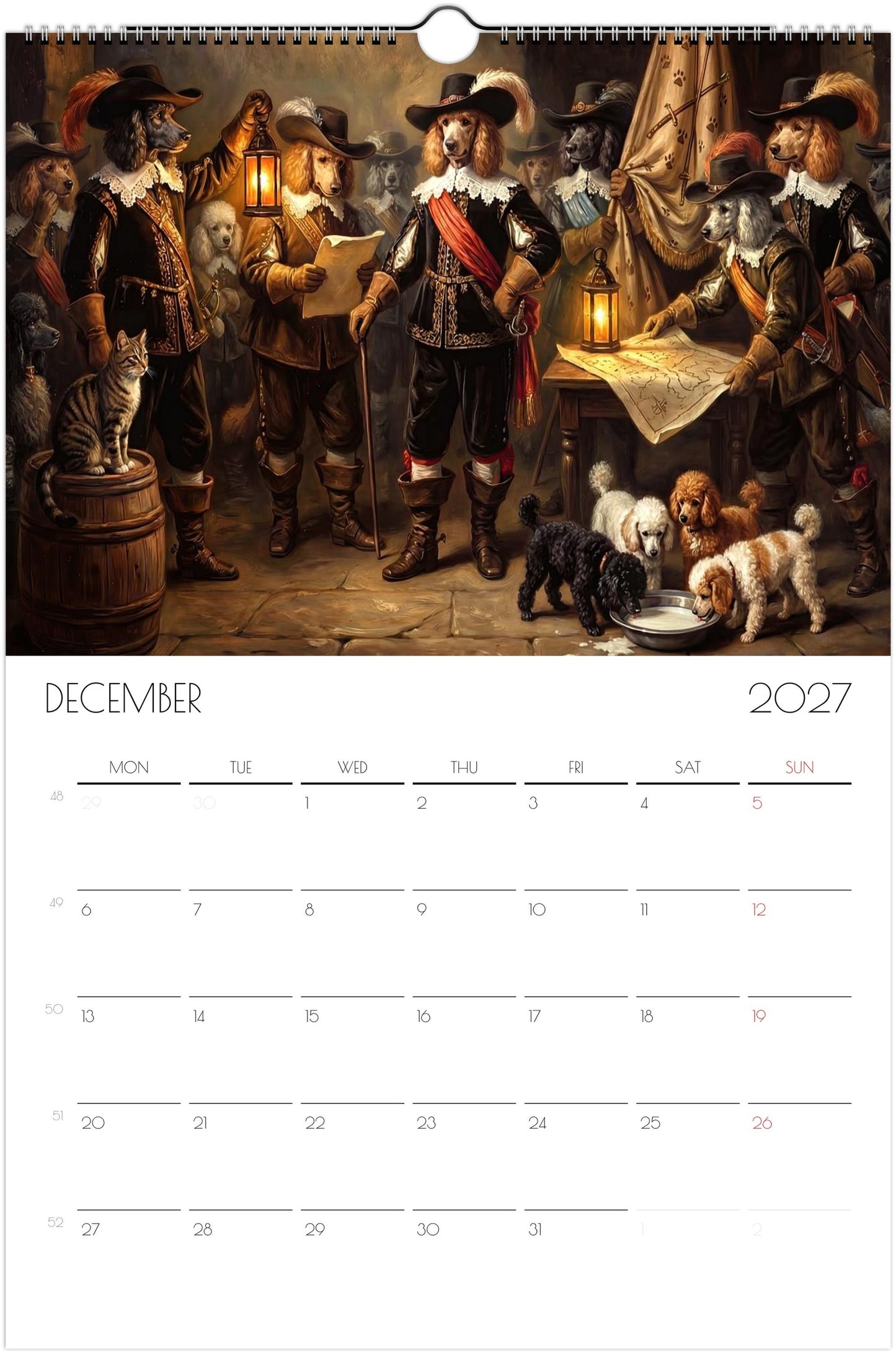 Poedelkalender 2027 – 12 maanden kunstkalender voor aan de muur voor poedelliefhebbers