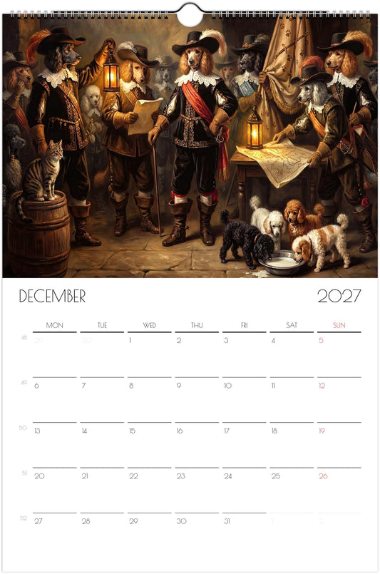 Poedelkalender 2027 – 12 maanden kunstkalender voor aan de muur voor poedelliefhebbers
