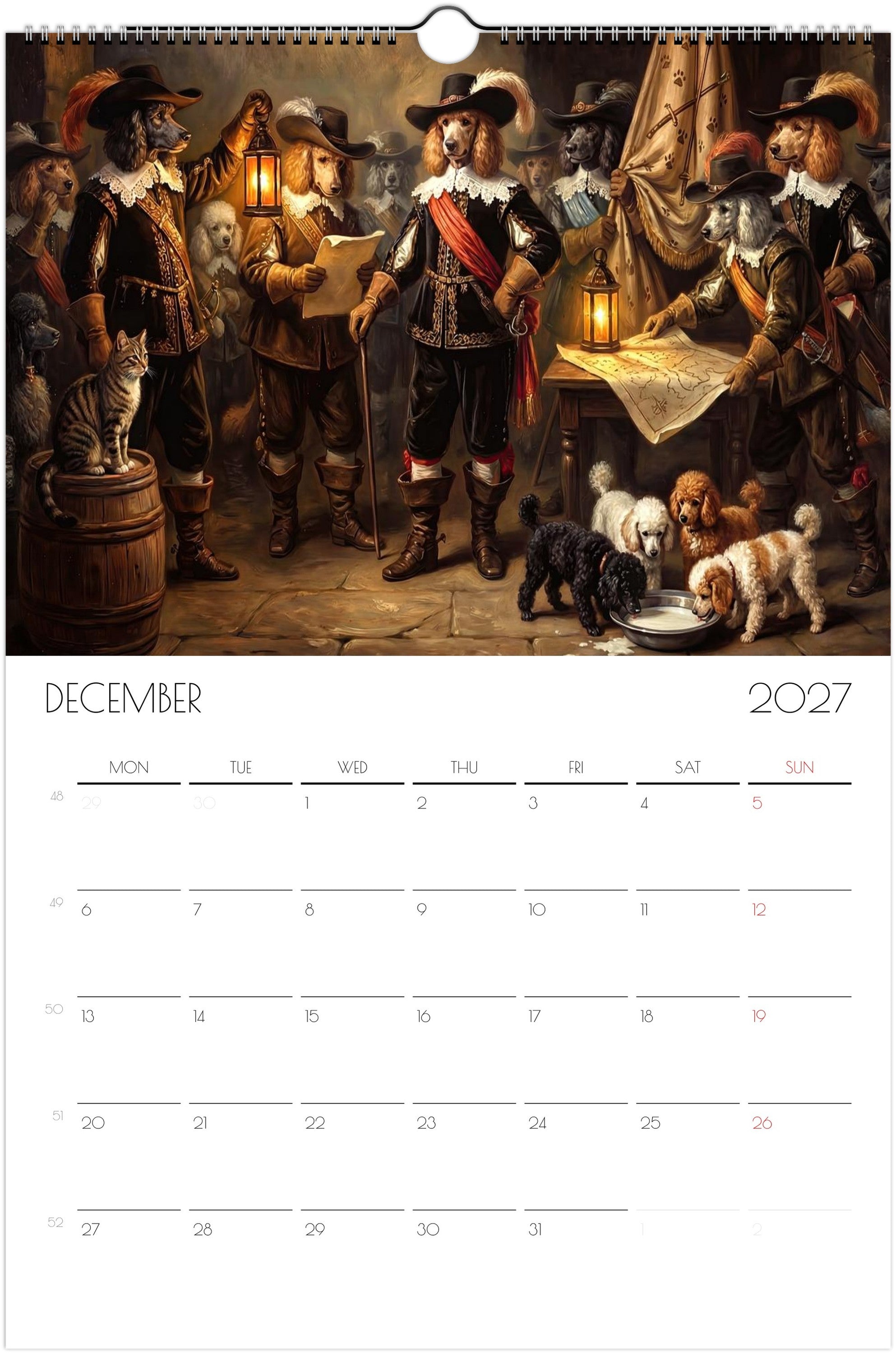 Tekkelkalender 2027 – 12 maanden durende kunstkalender voor aan de muur voor tekkeliefhebbers