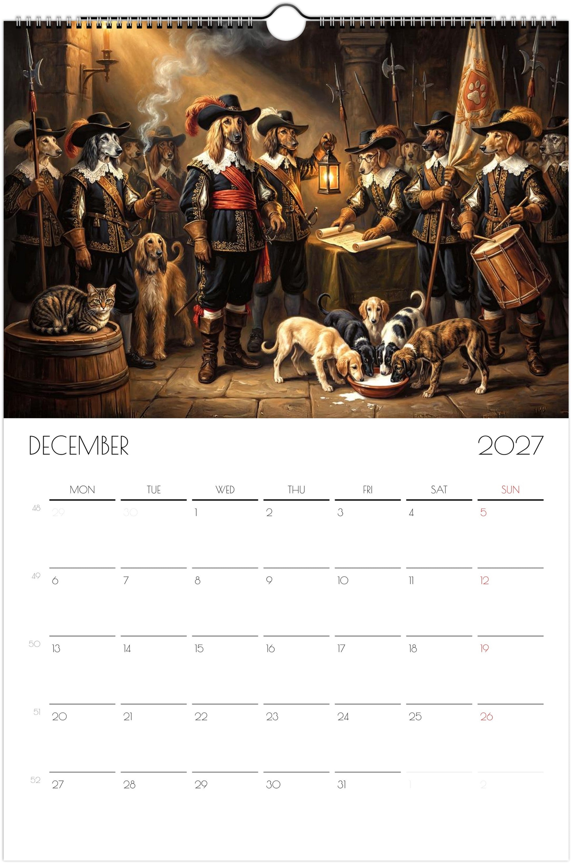 Afghaanse Windhond Kalender 2027 – 12-Maanden Fine Art Honden Wandkalender voor Afghaanse Windhond Liefhebbers