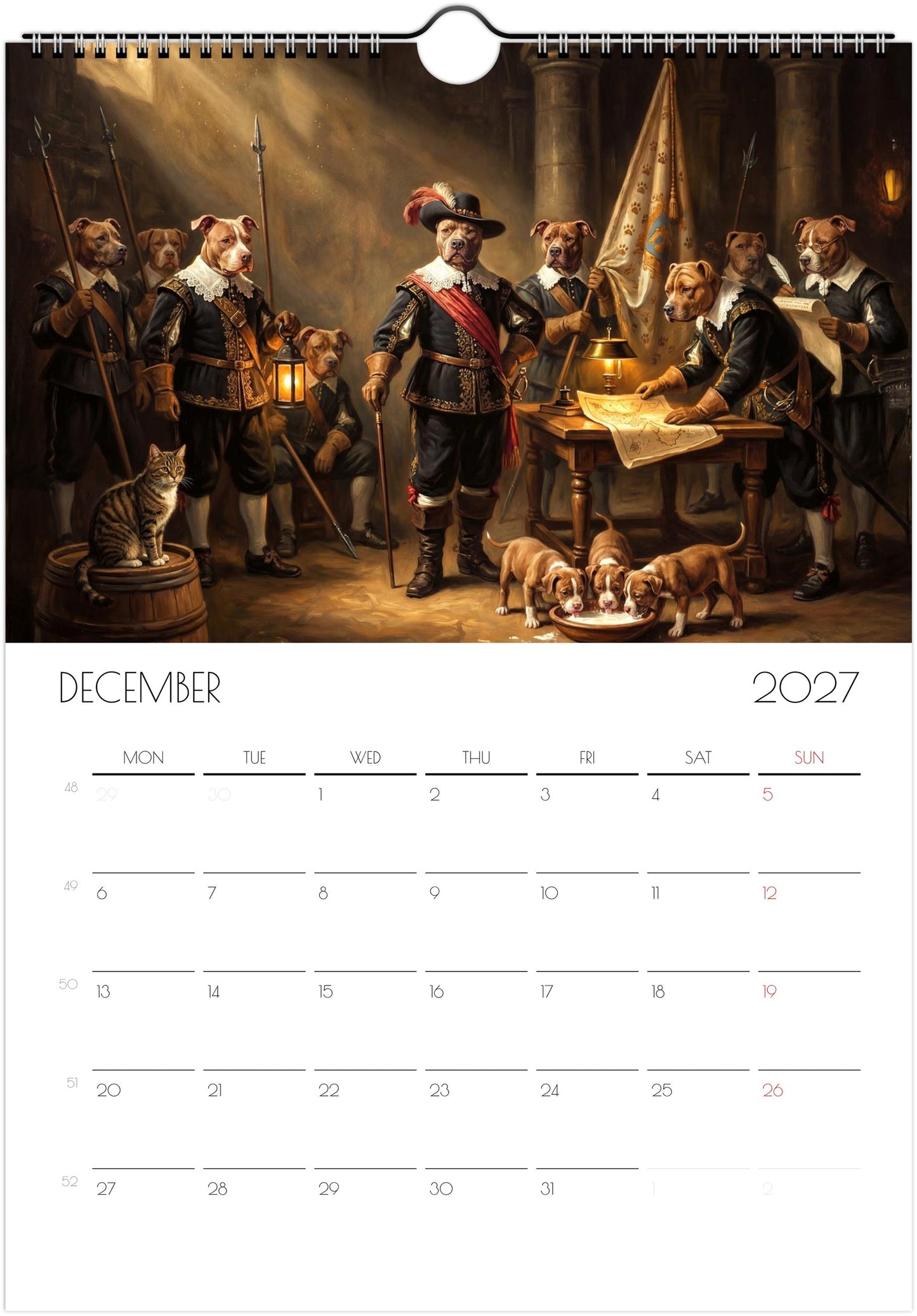 Pitbull Kalender 2027 – 12 Maanden Kunst Kalender voor Pitbull Liefhebbers
