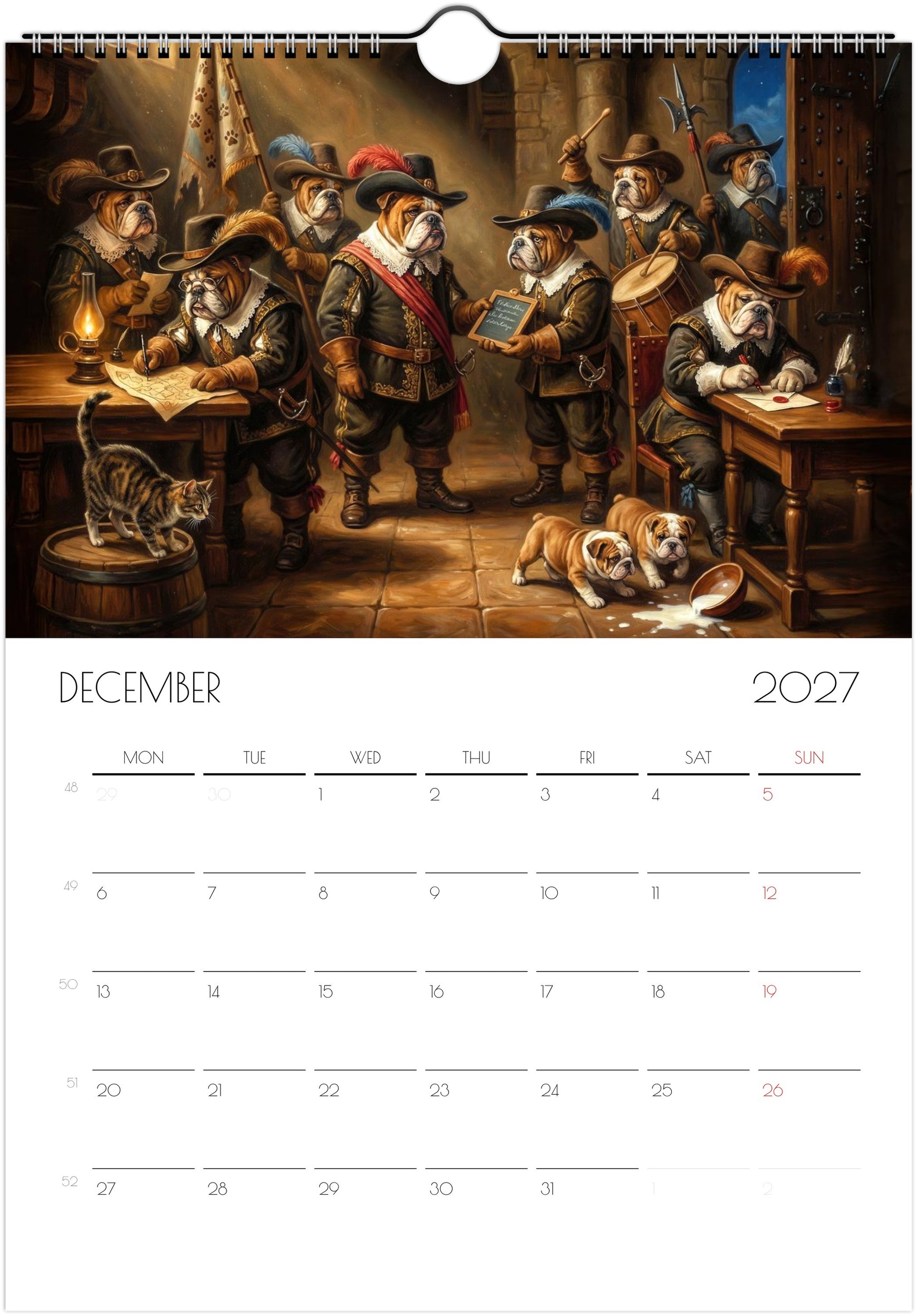Engelse Bulldog Kalender 2027 – Fine Art Honden Wandkalender voor Bulldogliefhebbers