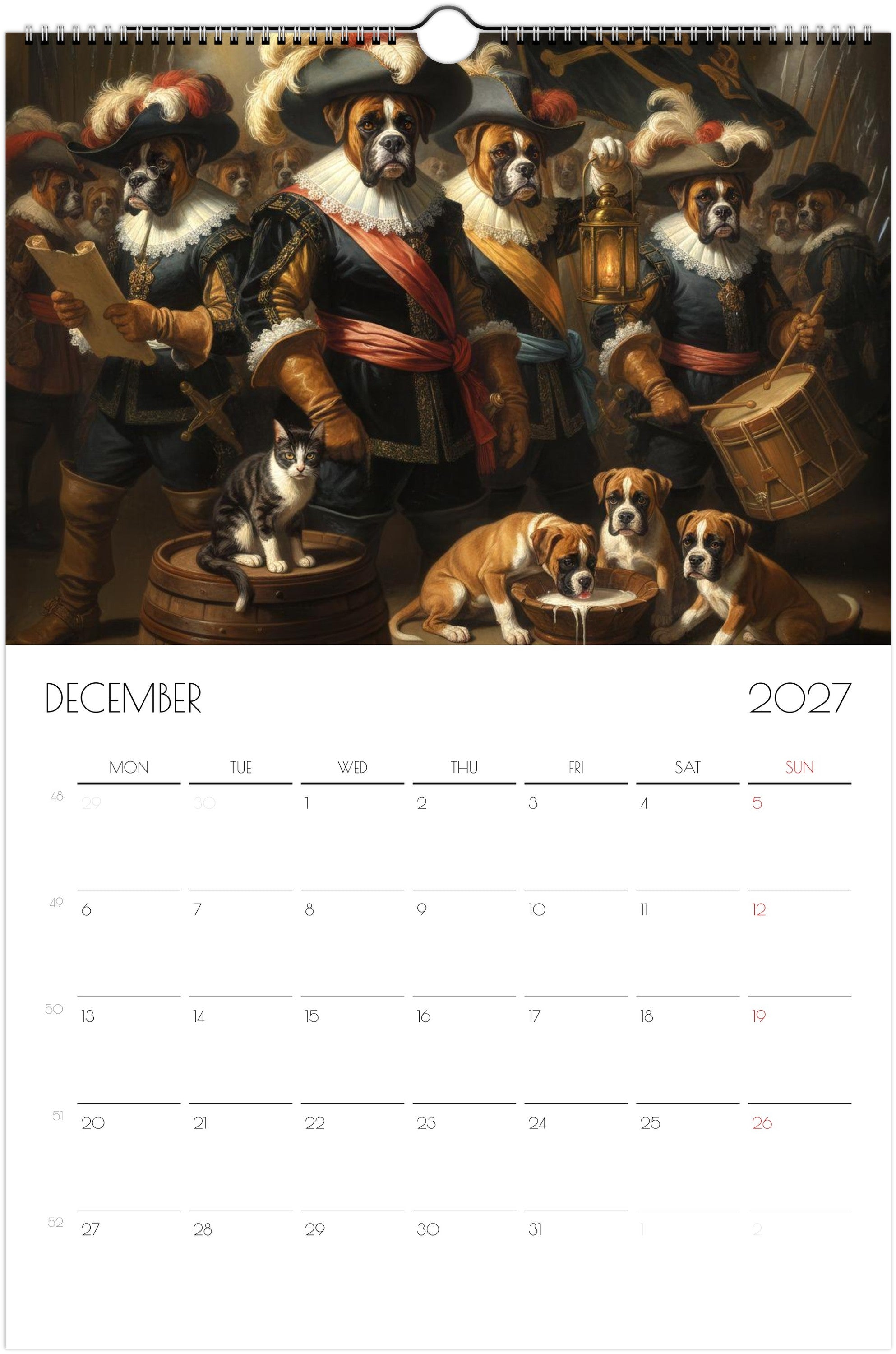Boxer Kalender 2027 – Fine Art Hondenwandkalender voor Boxerliefhebbers