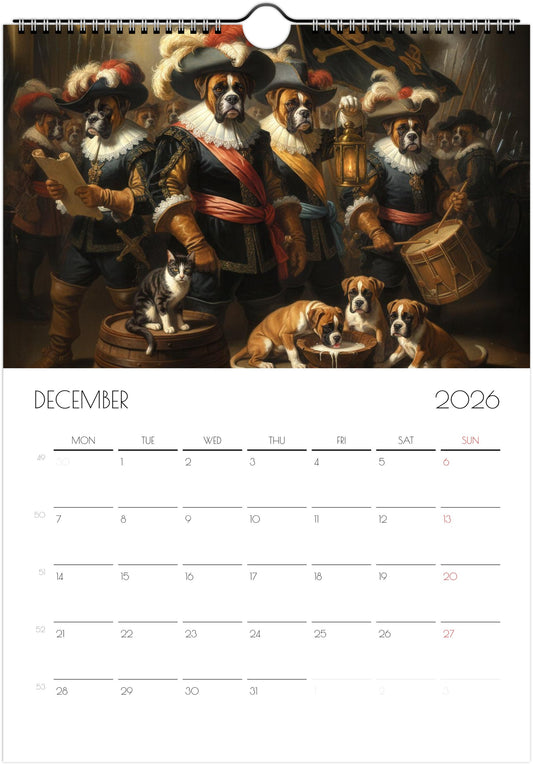 Boxer Calendar 2026 – Art-Style Dog Calendar with 12 Unique Designs