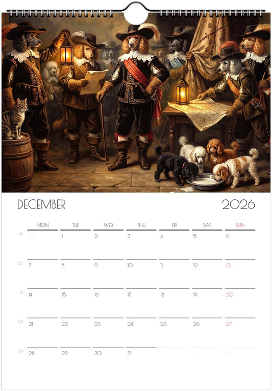 2026 Poodle Wall Planner – Artistic Dog Portrait Collection, 12-Month Printed Gift for Pet Lovers