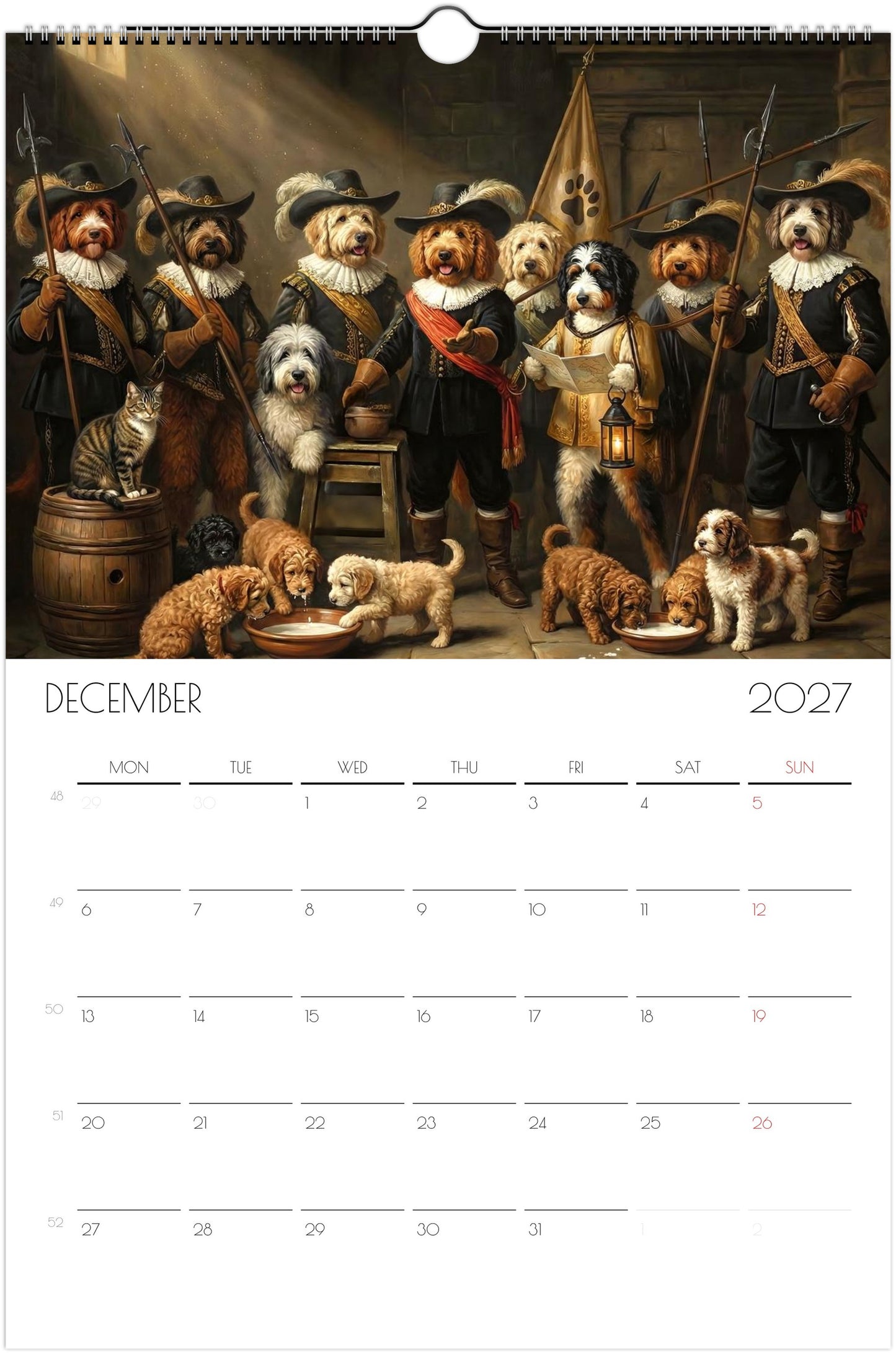 Doodle Kalender 2027 – 12 maanden kunsthondenkalender voor Doodle-liefhebbers