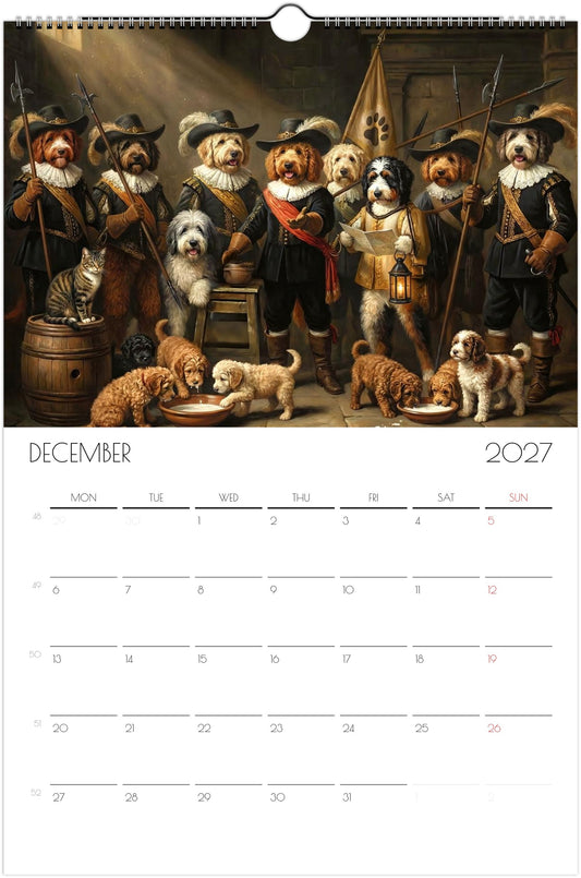 Doodle Kalender 2027 – 12 maanden kunsthondenkalender voor Doodle-liefhebbers