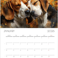 Beagle Wall Calendar 2026 – Artistic Dog Calendar with 12 Unique Portraits