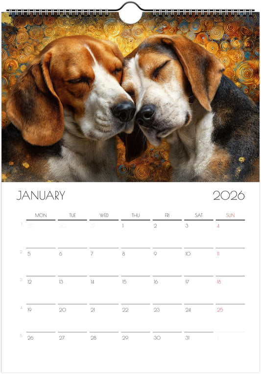 Beagle Wall Calendar 2026 – Artistic Dog Calendar with 12 Unique Portraits