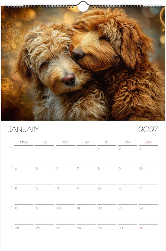 Doodle Kalender 2027 – 12 maanden kunsthondenkalender voor Doodle-liefhebbers
