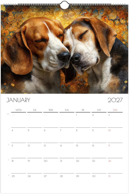 Beagle Kalender 2027 – 12 Maanden Hondenkalender met Kunstwerken voor Beagleliefhebbers