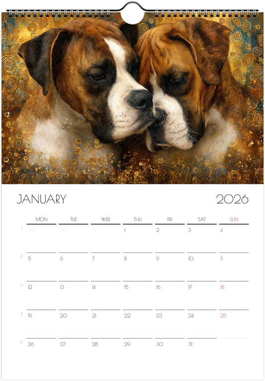Boxer Calendar 2026 – Art-Style Dog Calendar with 12 Unique Designs
