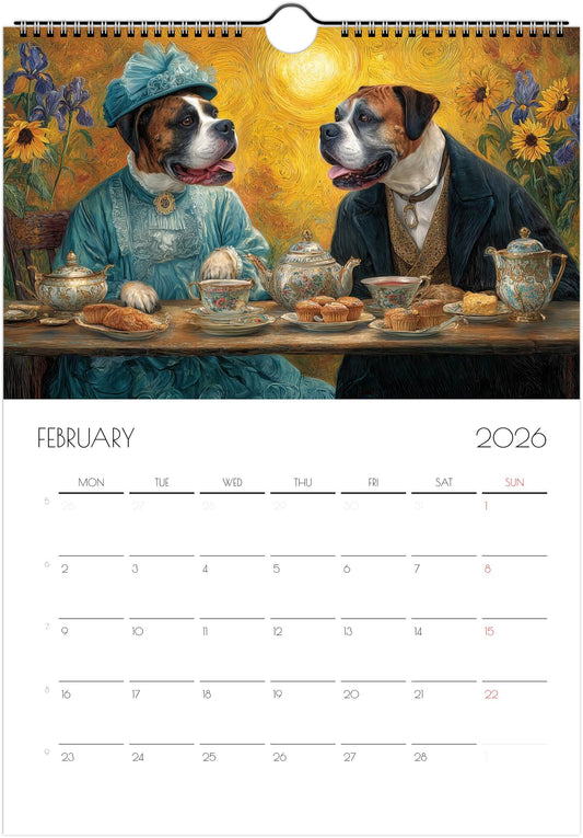 Boxer Calendar 2026 – Art-Style Dog Calendar with 12 Unique Designs