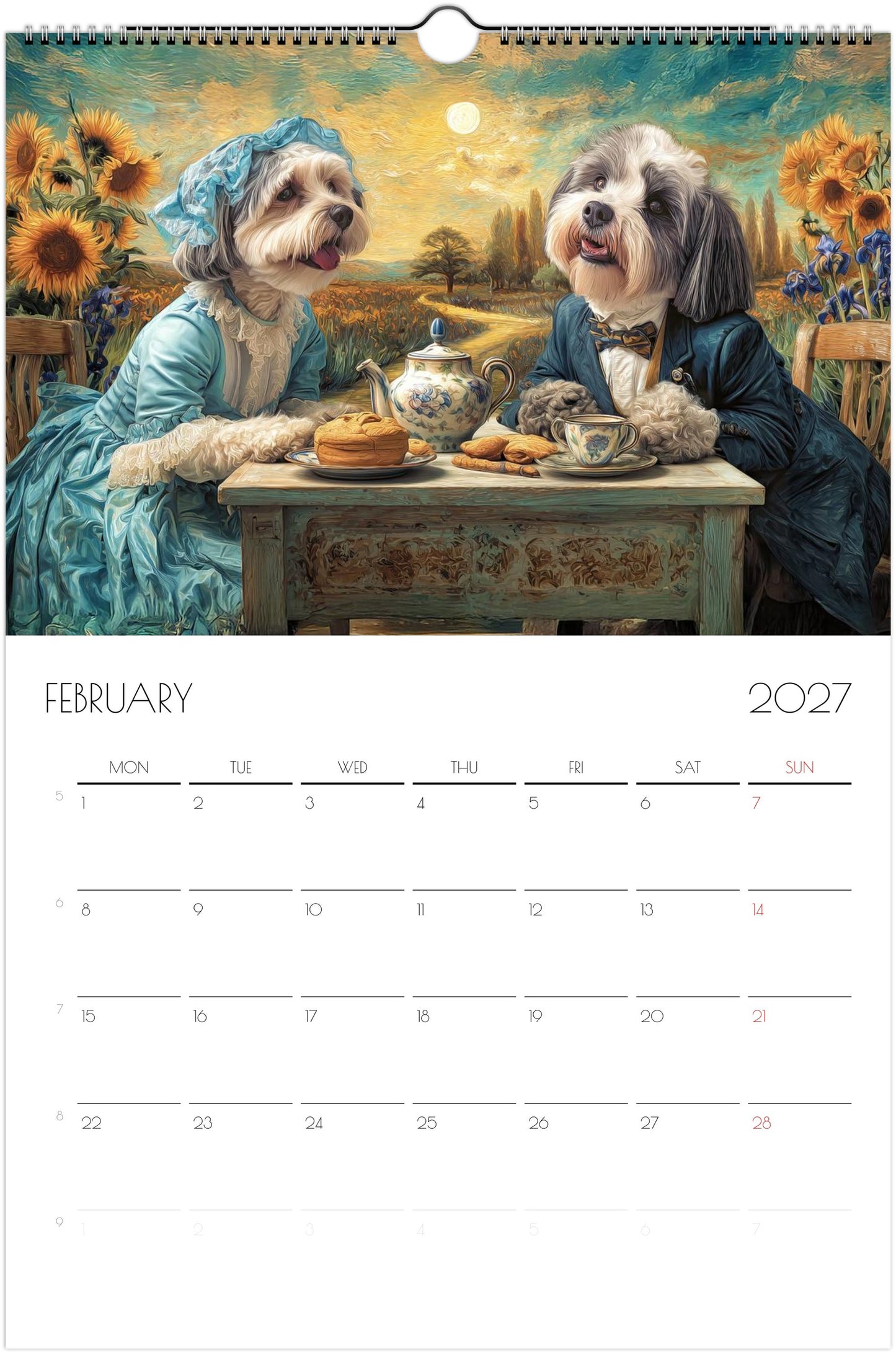 Shih Tzu Kalender 2027 – 12 Maanden Fine Art Honden Wandkalender voor Shih Tzu Liefhebbers