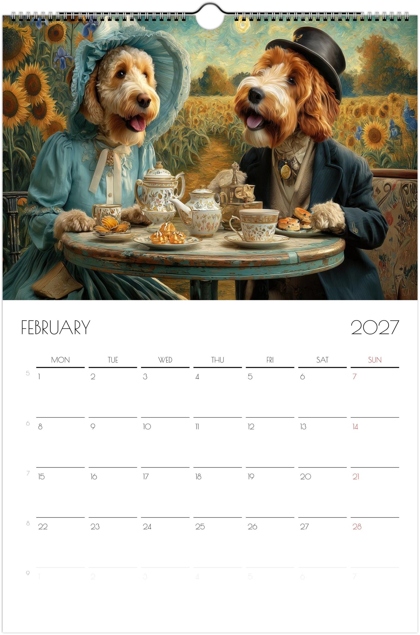 Doodle Kalender 2027 – 12 maanden kunsthondenkalender voor Doodle-liefhebbers