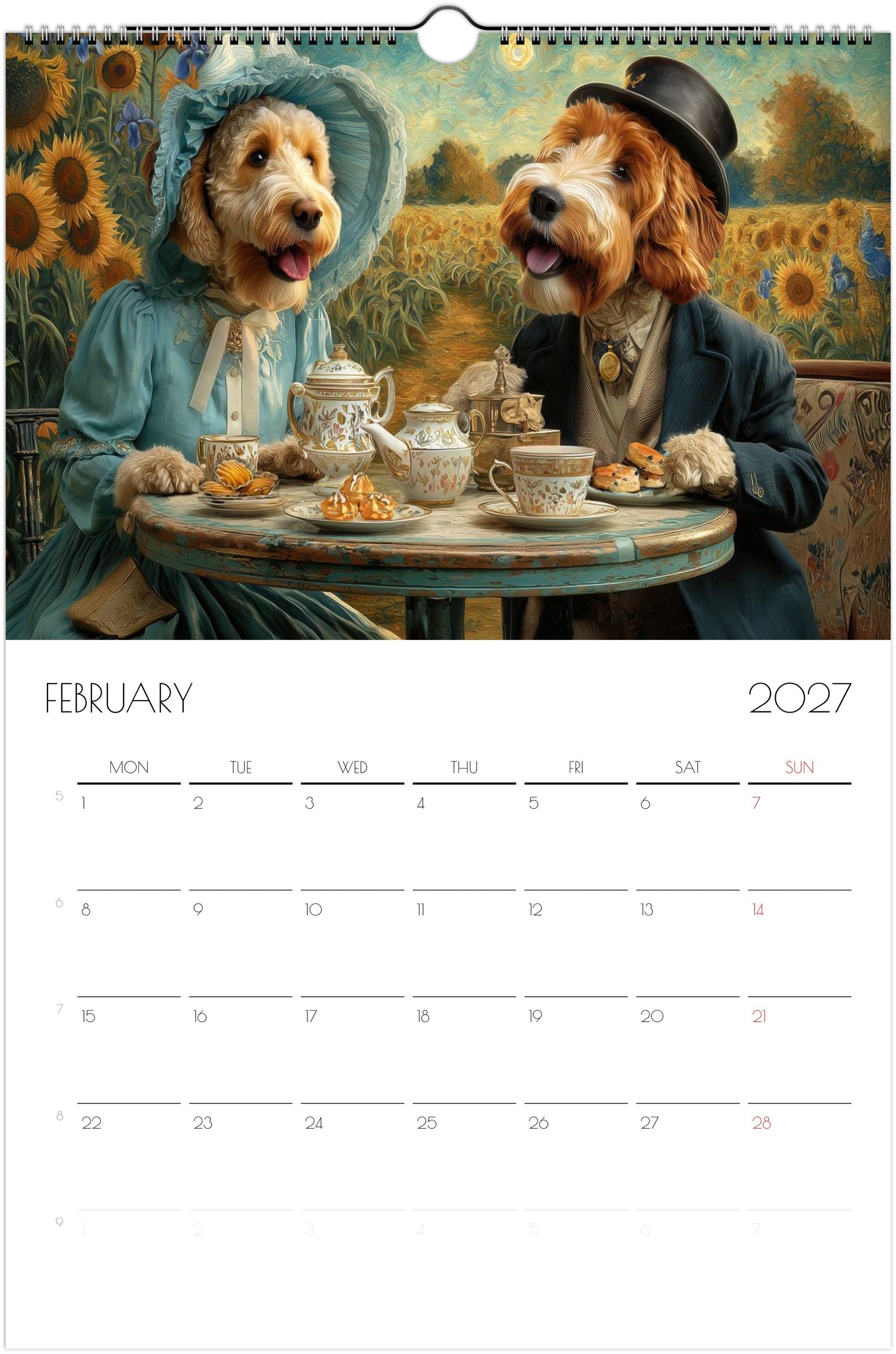 Doodle Kalender 2027 – 12 maanden kunsthondenkalender voor Doodle-liefhebbers