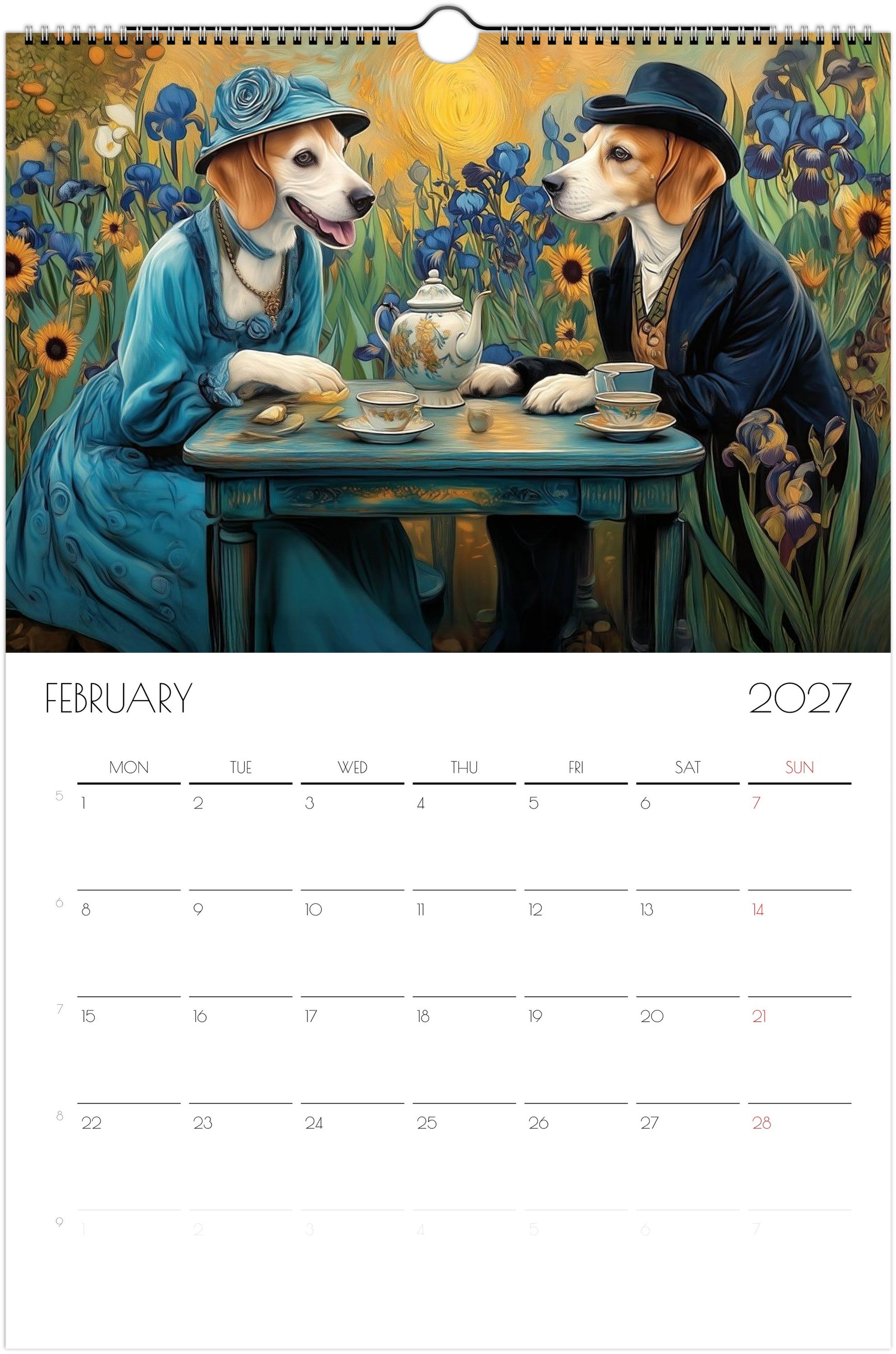 Beagle Kalender 2027 – 12 Maanden Hondenkalender met Kunstwerken voor Beagleliefhebbers