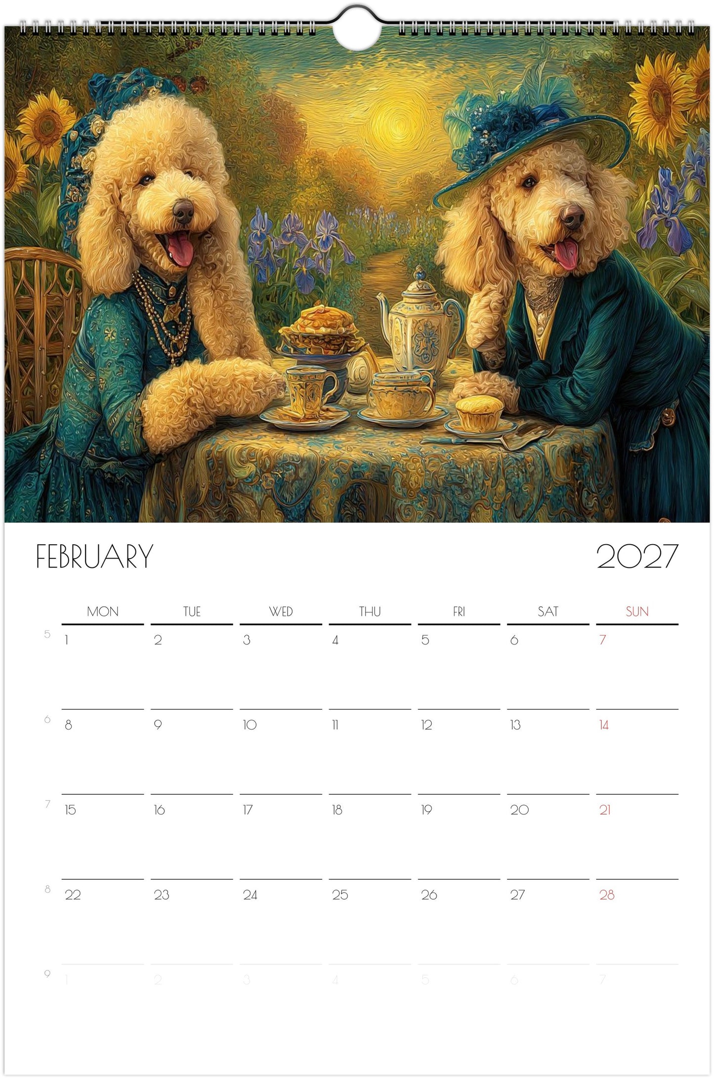 Tekkelkalender 2027 – 12 maanden durende kunstkalender voor aan de muur voor tekkeliefhebbers