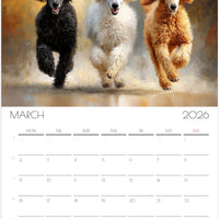 2026 Poodle Wall Planner – Artistic Dog Portrait Collection, 12-Month Printed Gift for Pet Lovers