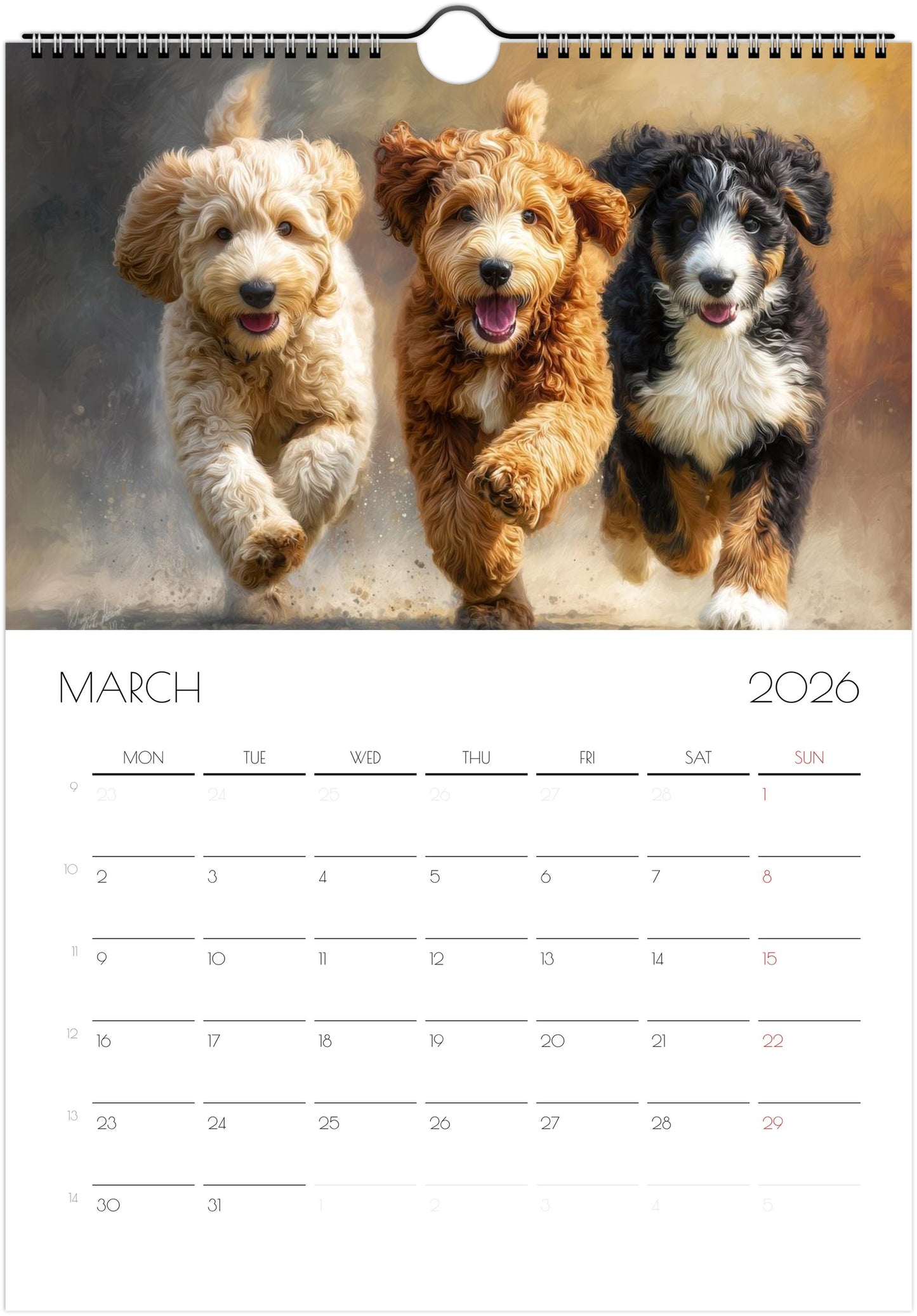 Doodle Calendar 2026 – Art-Style Dog Calendar with 12 Unique Designs