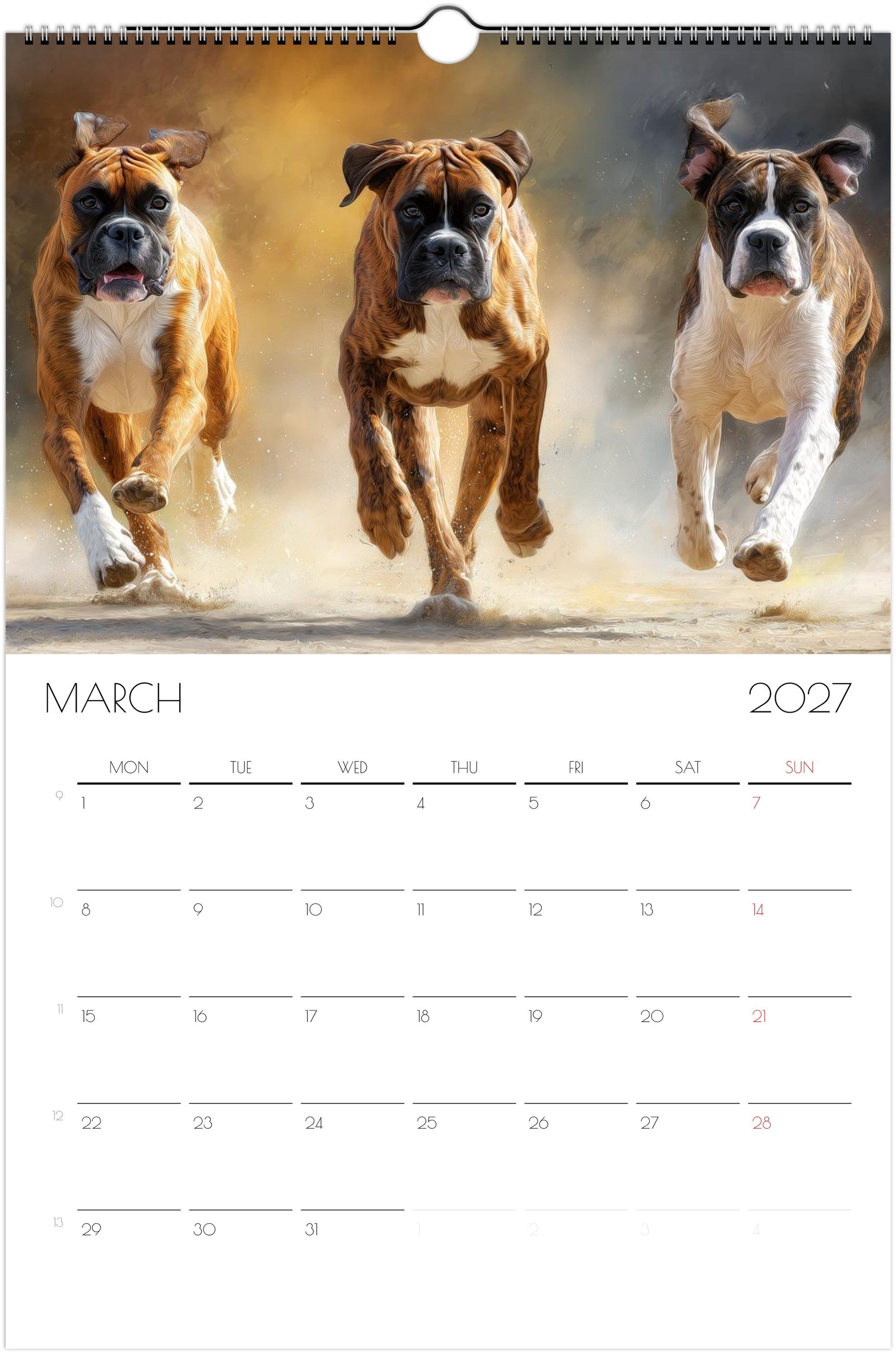 Boxer Kalender 2027 – Fine Art Hondenwandkalender voor Boxerliefhebbers