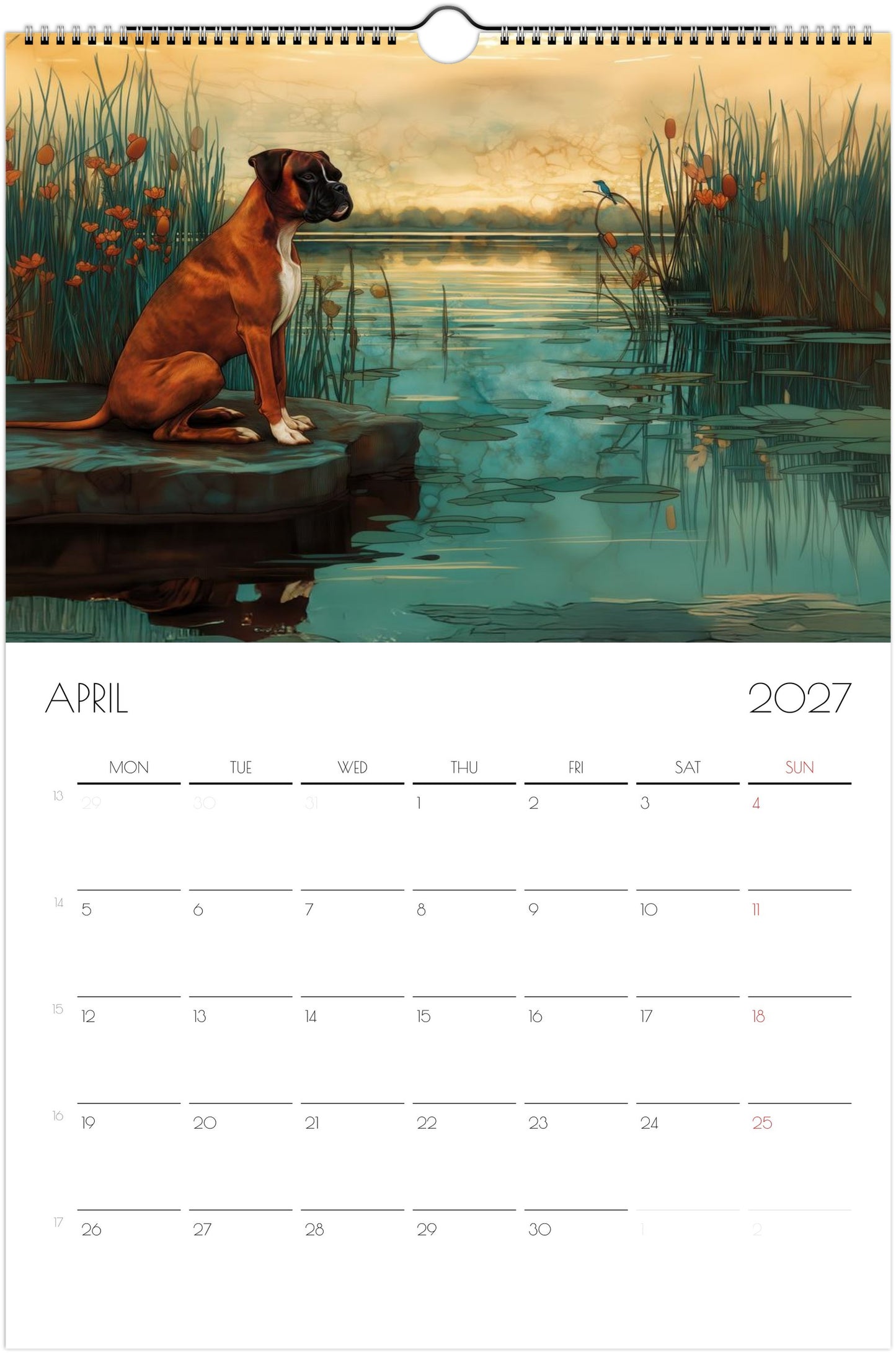 Boxer Kalender 2027 – Fine Art Hondenwandkalender voor Boxerliefhebbers