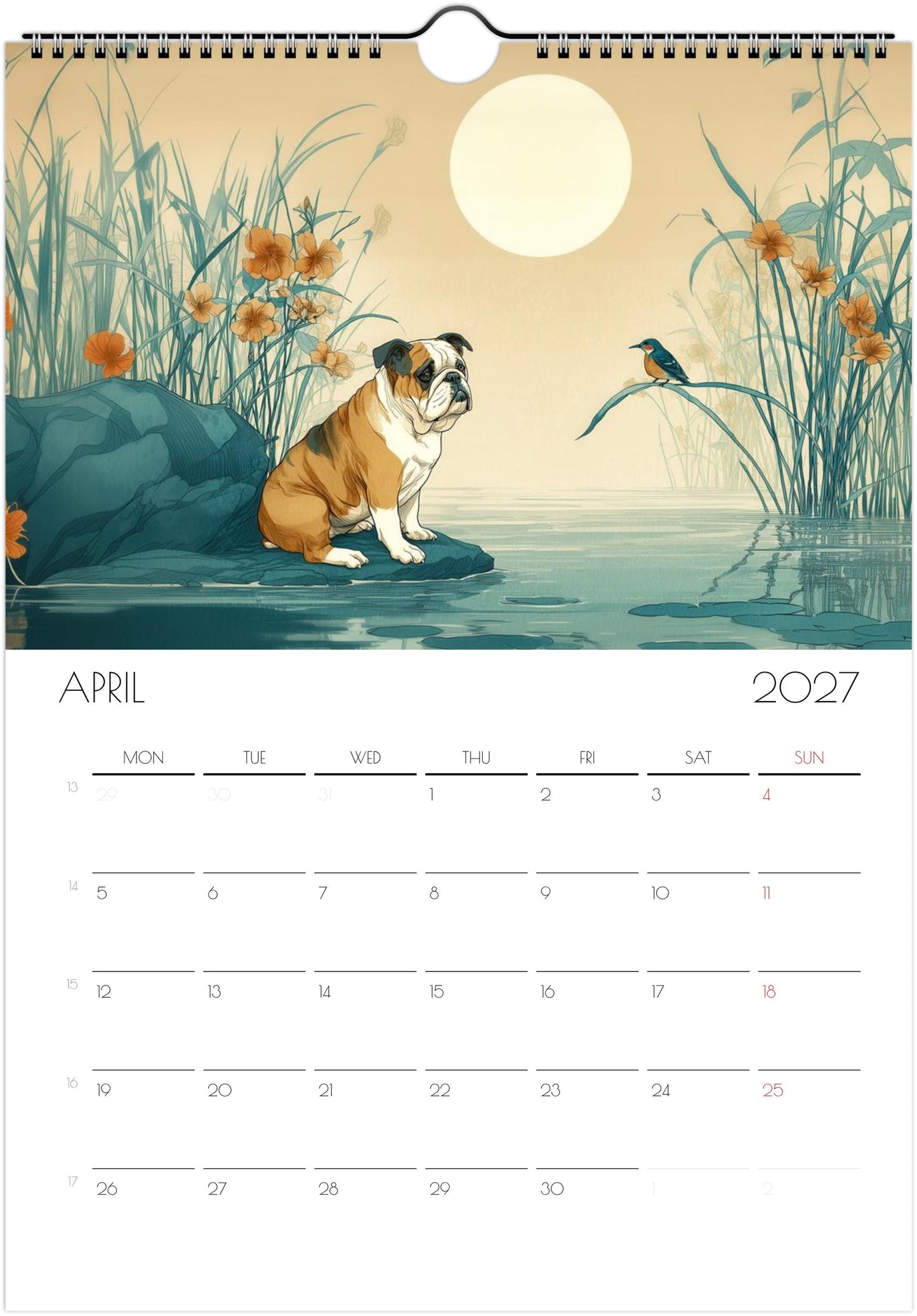 Engelse Bulldog Kalender 2027 – Fine Art Honden Wandkalender voor Bulldogliefhebbers