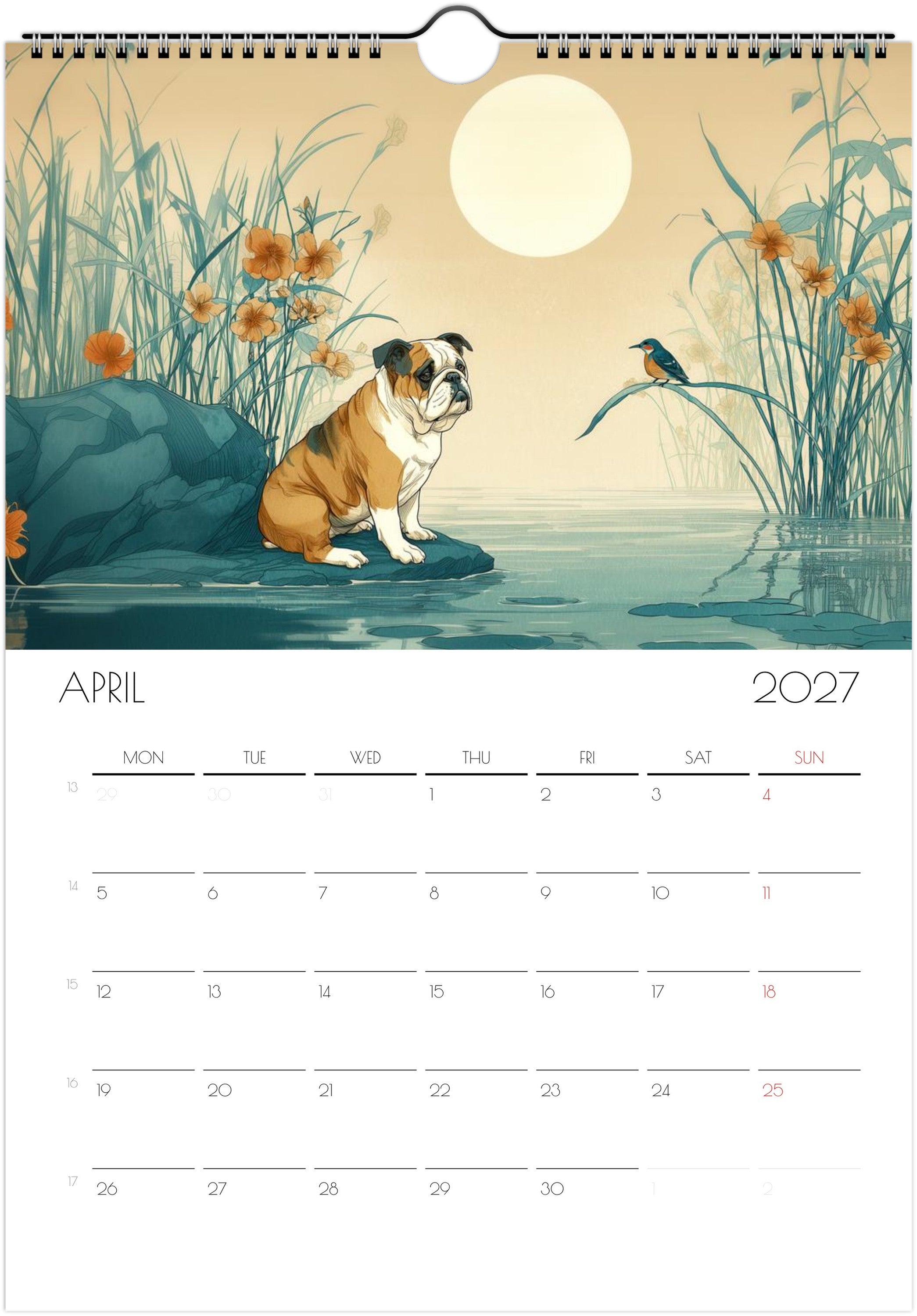 Engelse Bulldog Kalender 2027 – Fine Art Honden Wandkalender voor Bulldogliefhebbers