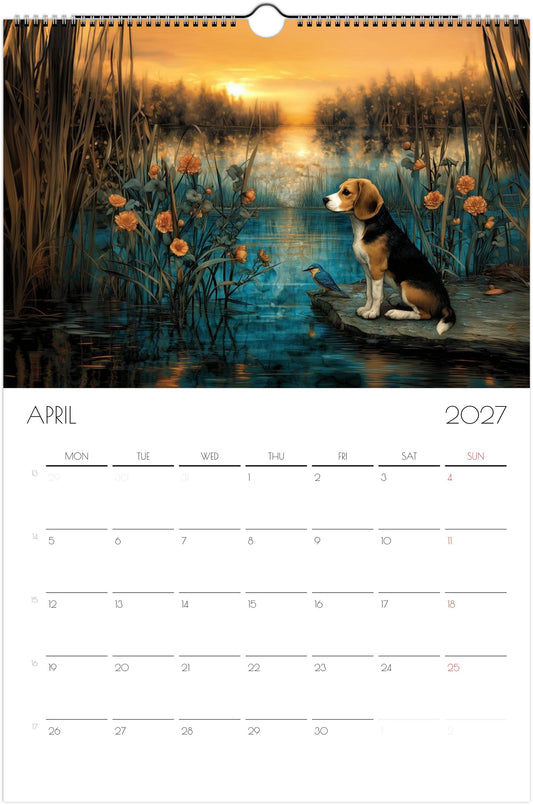 Beagle Kalender 2027 – 12 Maanden Hondenkalender met Kunstwerken voor Beagleliefhebbers