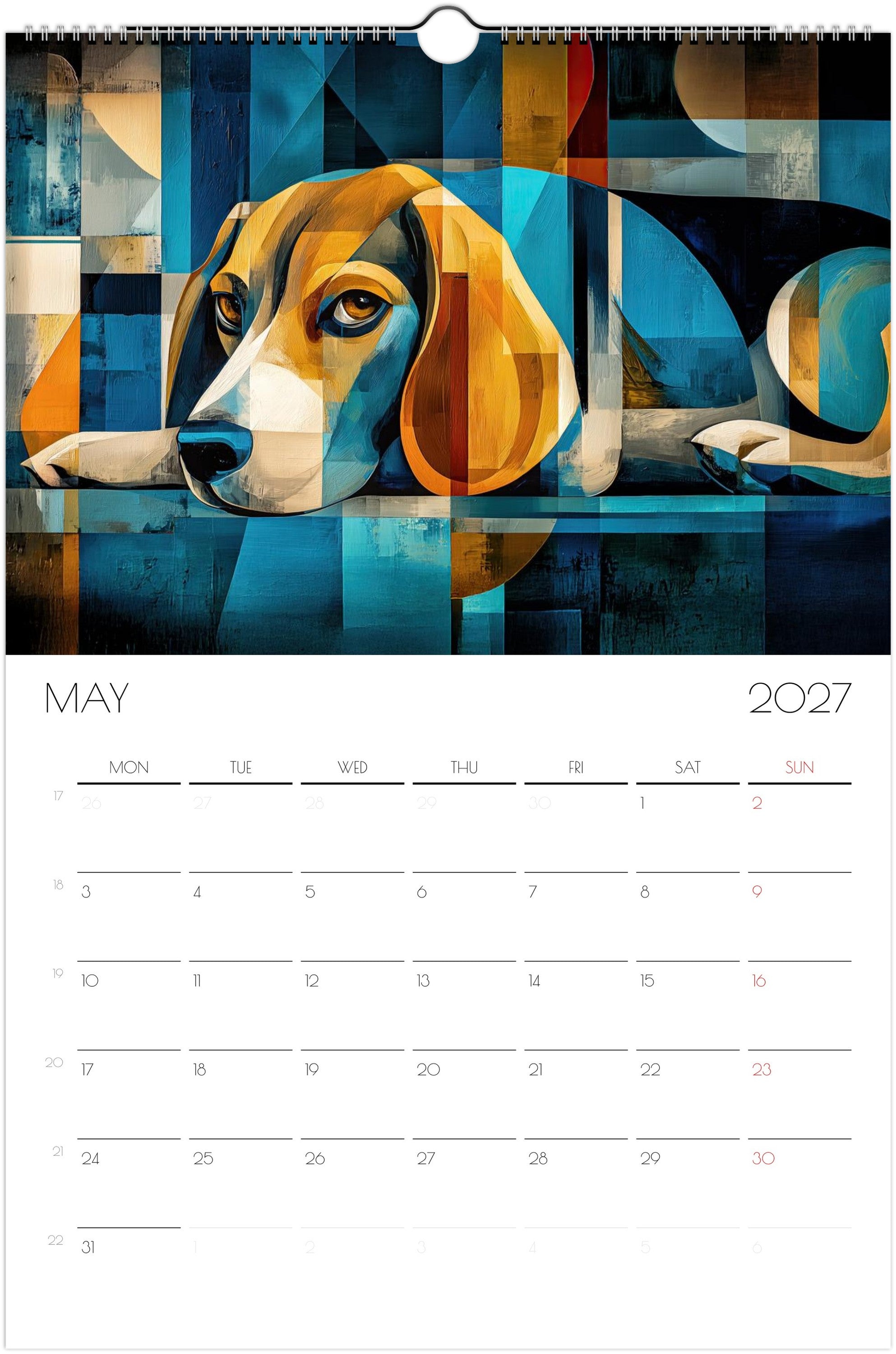 Beagle Kalender 2027 – 12 Maanden Hondenkalender met Kunstwerken voor Beagleliefhebbers