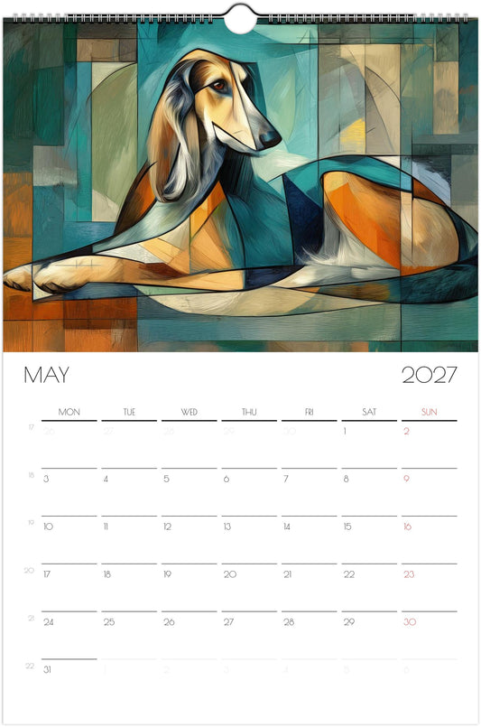 Afghaanse Windhond Kalender 2027 – 12-Maanden Fine Art Honden Wandkalender voor Afghaanse Windhond Liefhebbers